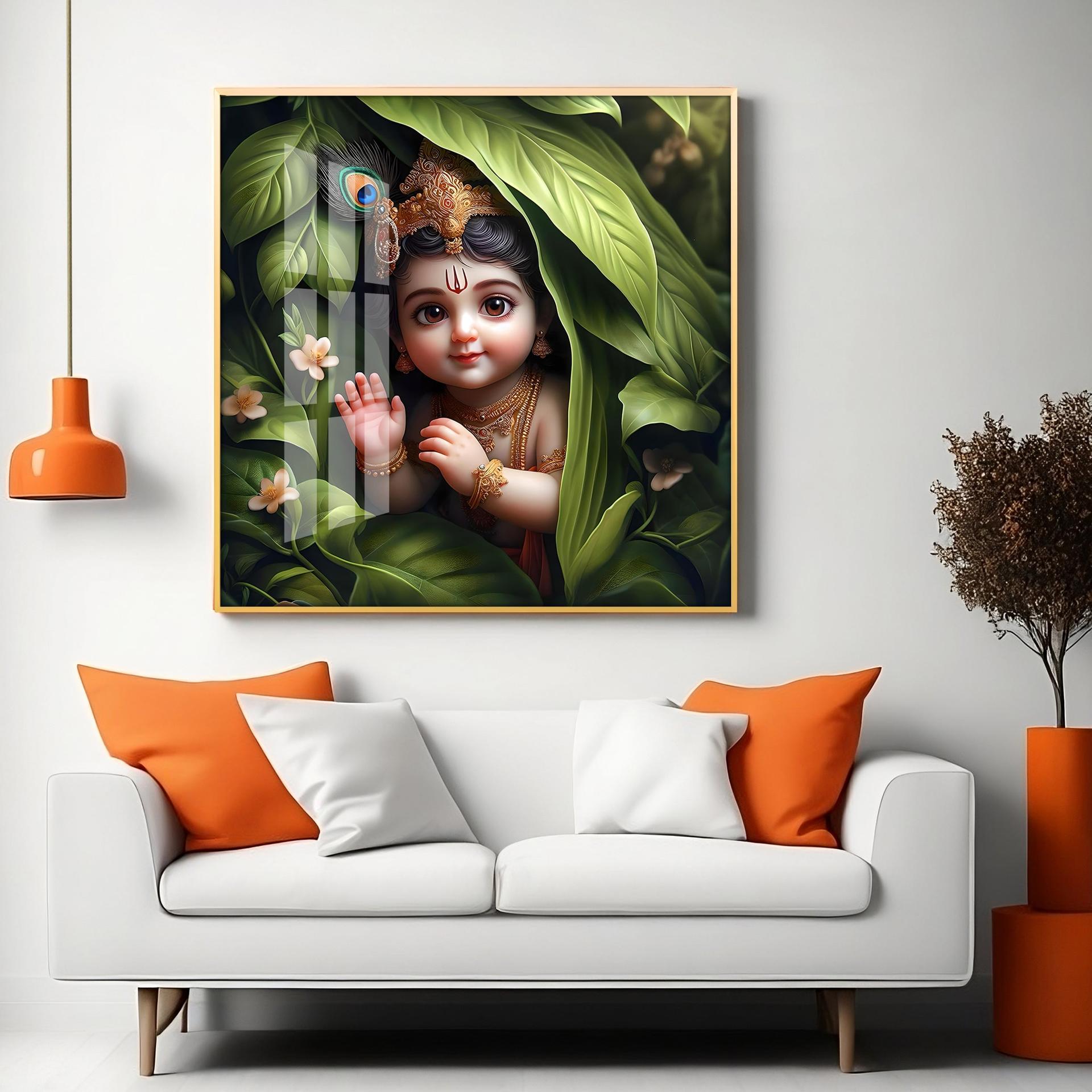Ladoo Gopal Premium Acrylic Square Wall Art - Image 6