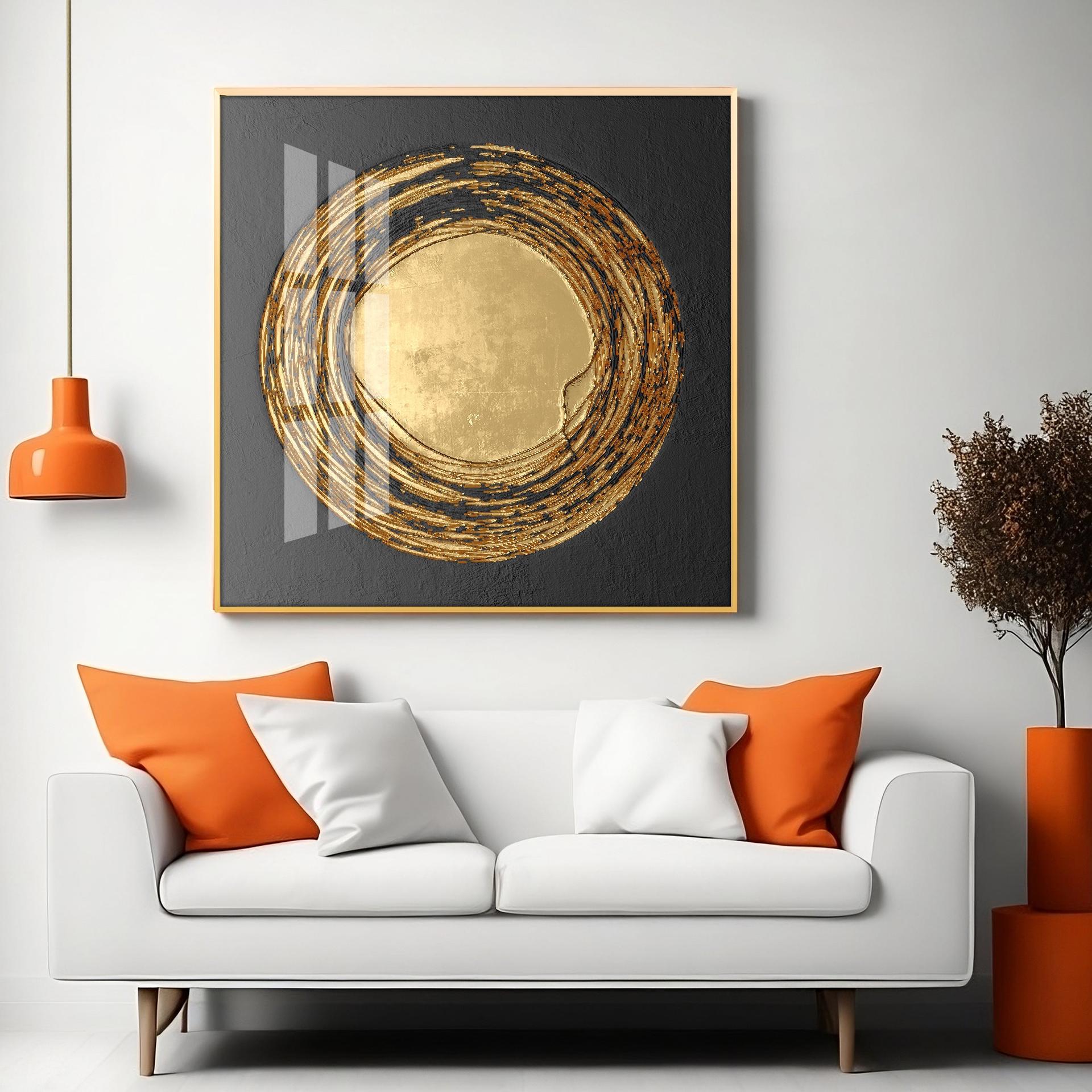 Retro Golden Circle Premium Acrylic Square Wall Art - Image 11