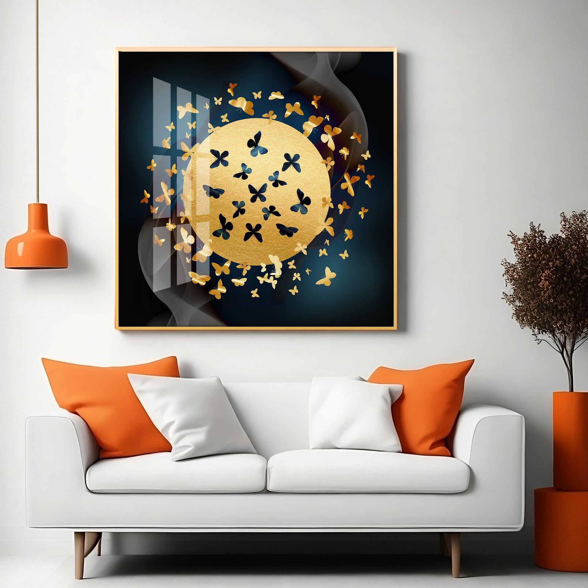 Glittering Butterfly Premium Acrylic Square Wall Art - Image 5