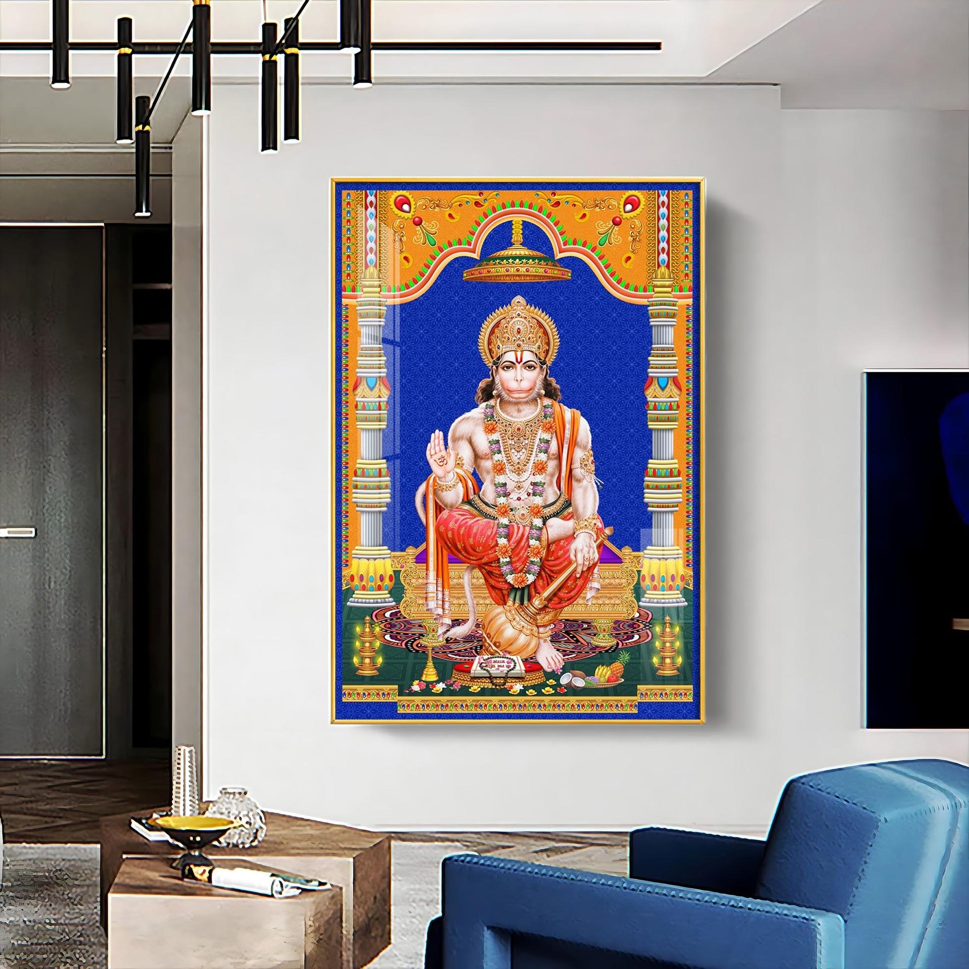 Divine Lord Hanuman Premium Acrylic Vertical Wall Art - Image 5