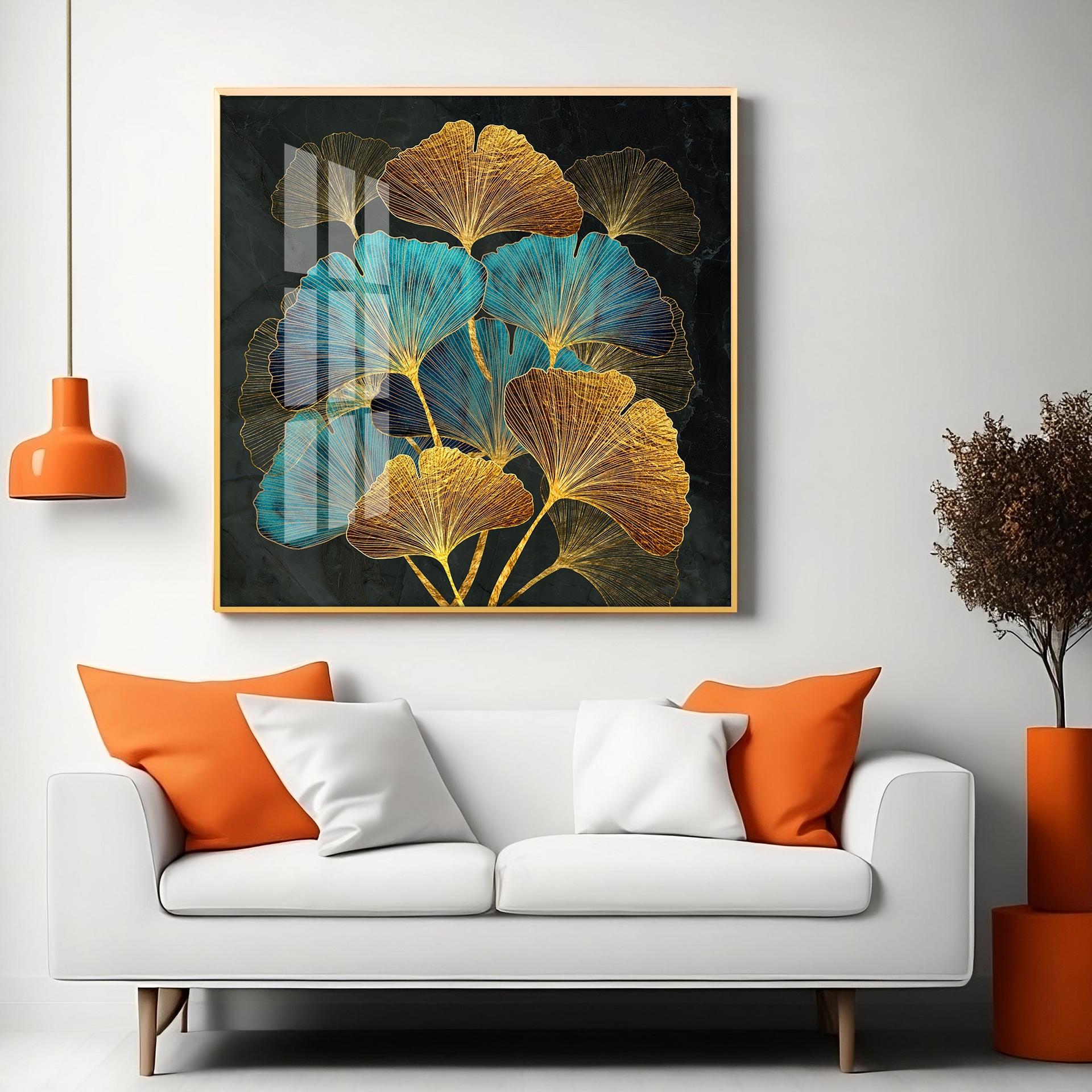 Auspicious Ginkgo Leaf Premium Acrylic Square Wall Art - Image 6