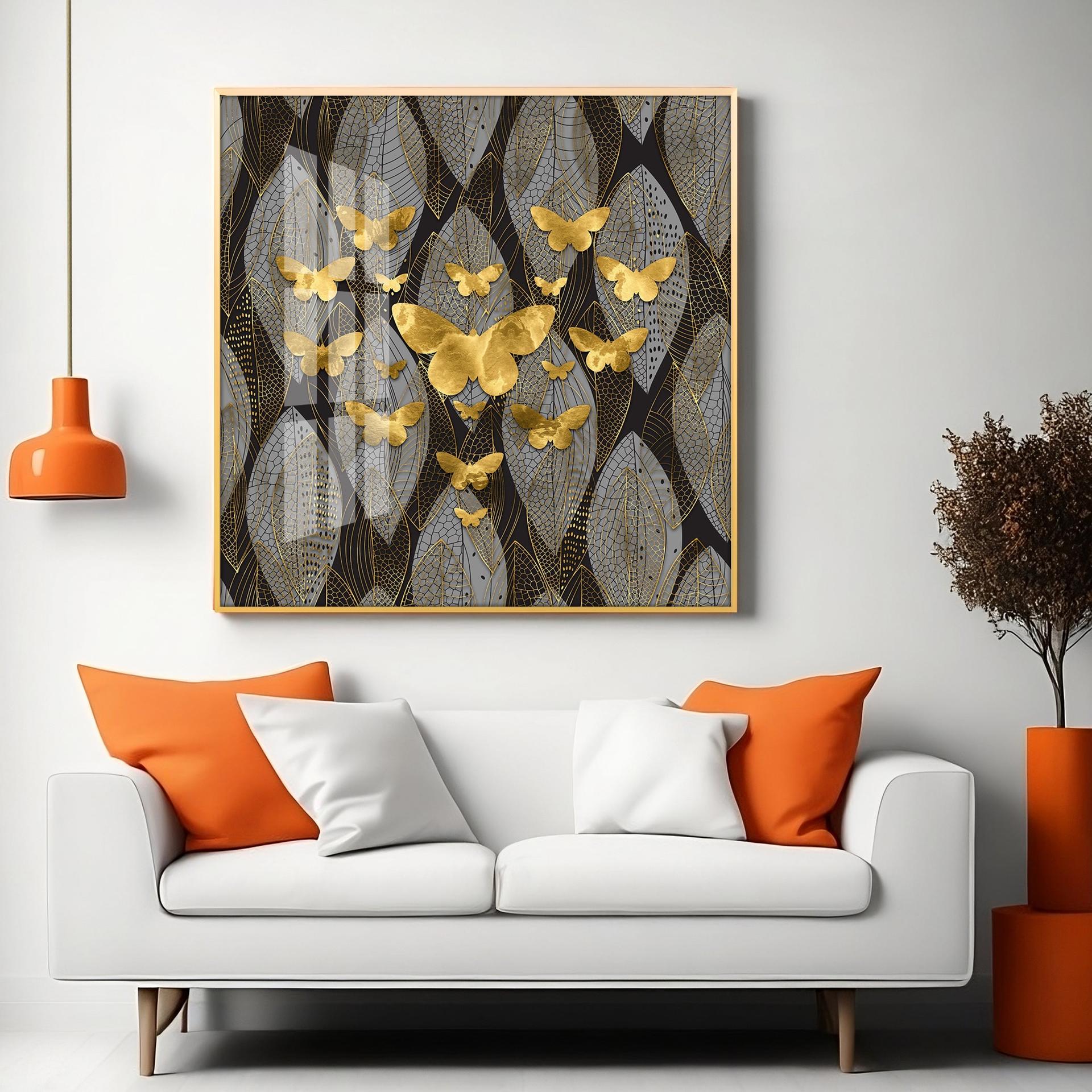 Golden Butterfly Light Luxury Premium Acrylic Square Wall Art - Image 6