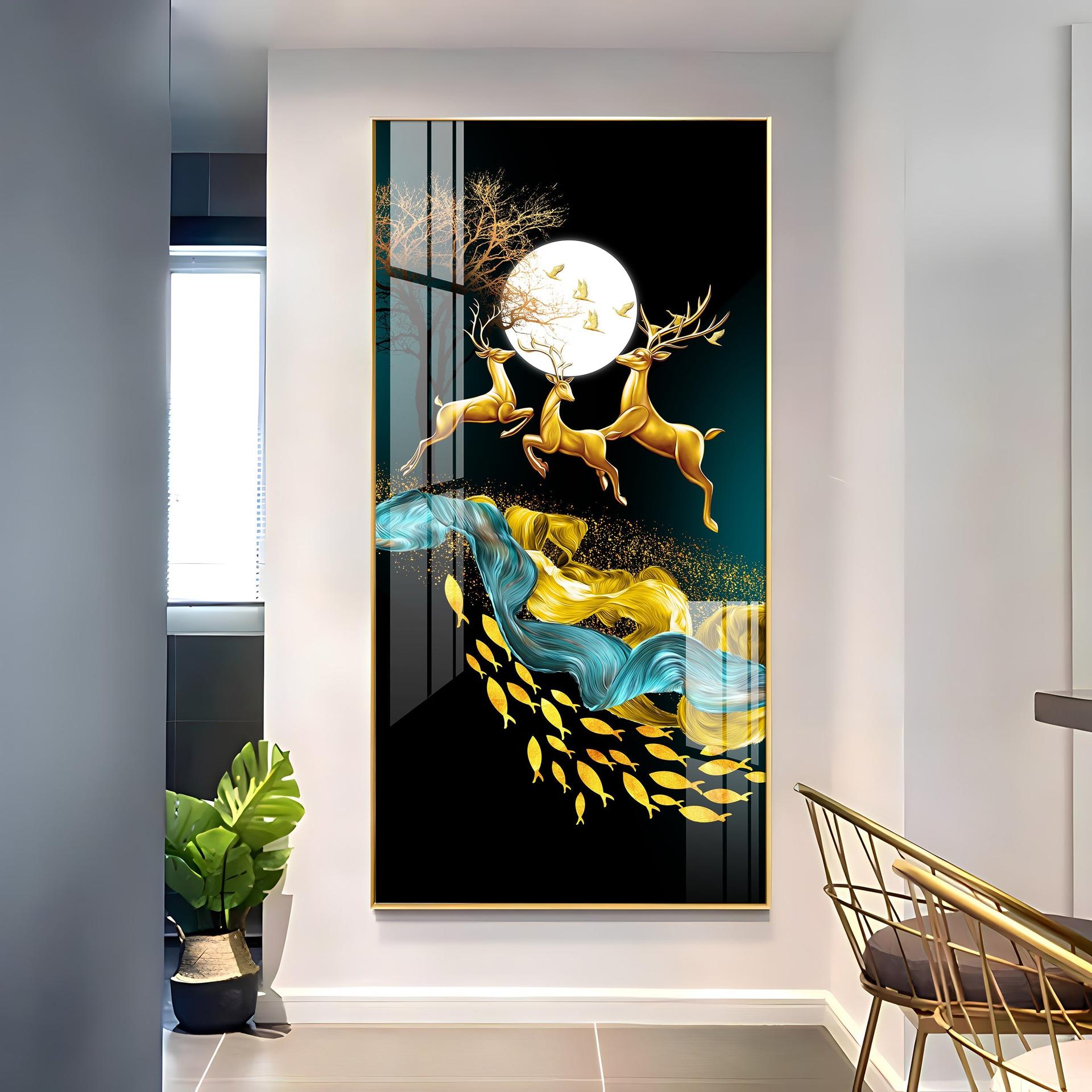 Jolly Deers With Koi Fish Premium Acrylic Vertical Wall Art - Image 12