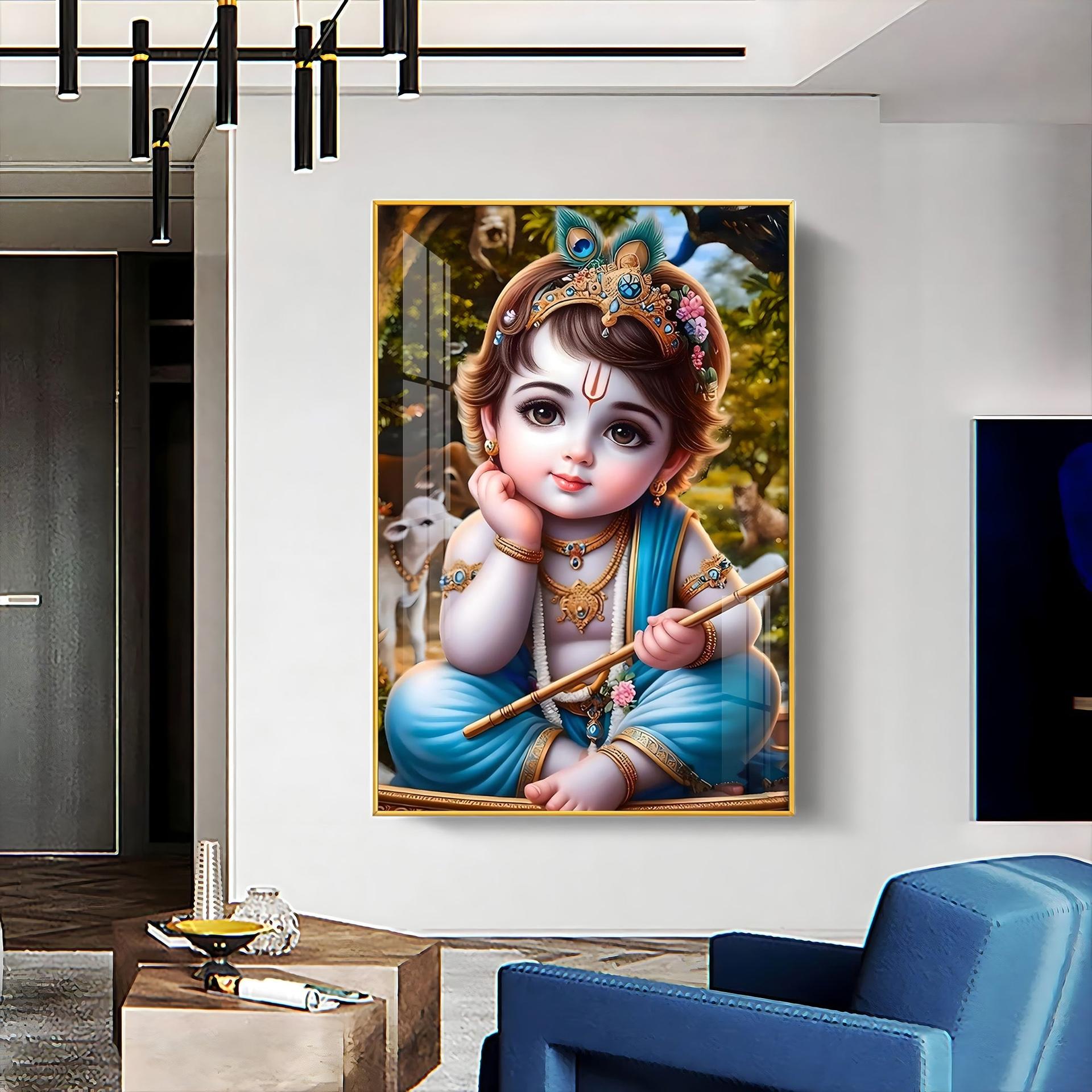 Little Krishna Reverberations Premium Vertical Acrylic Wall Art - Image 7