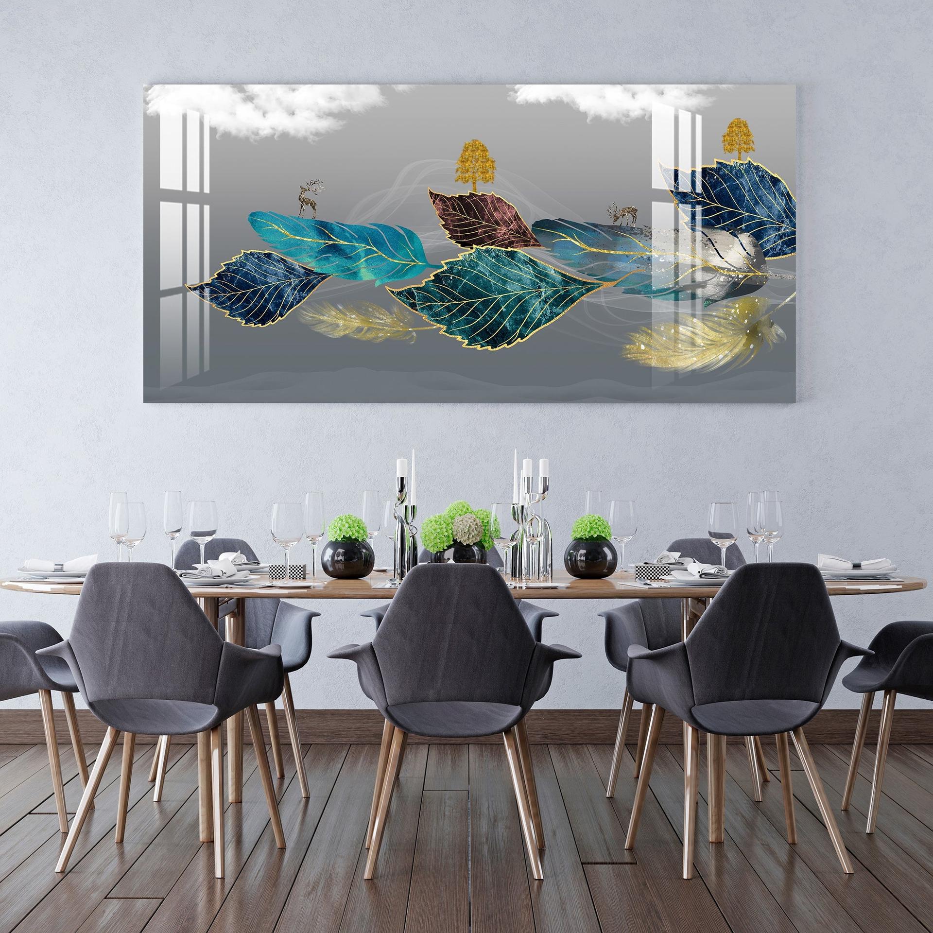 Abstract Colourful Leaves Acrylic Wall Art - Image 5