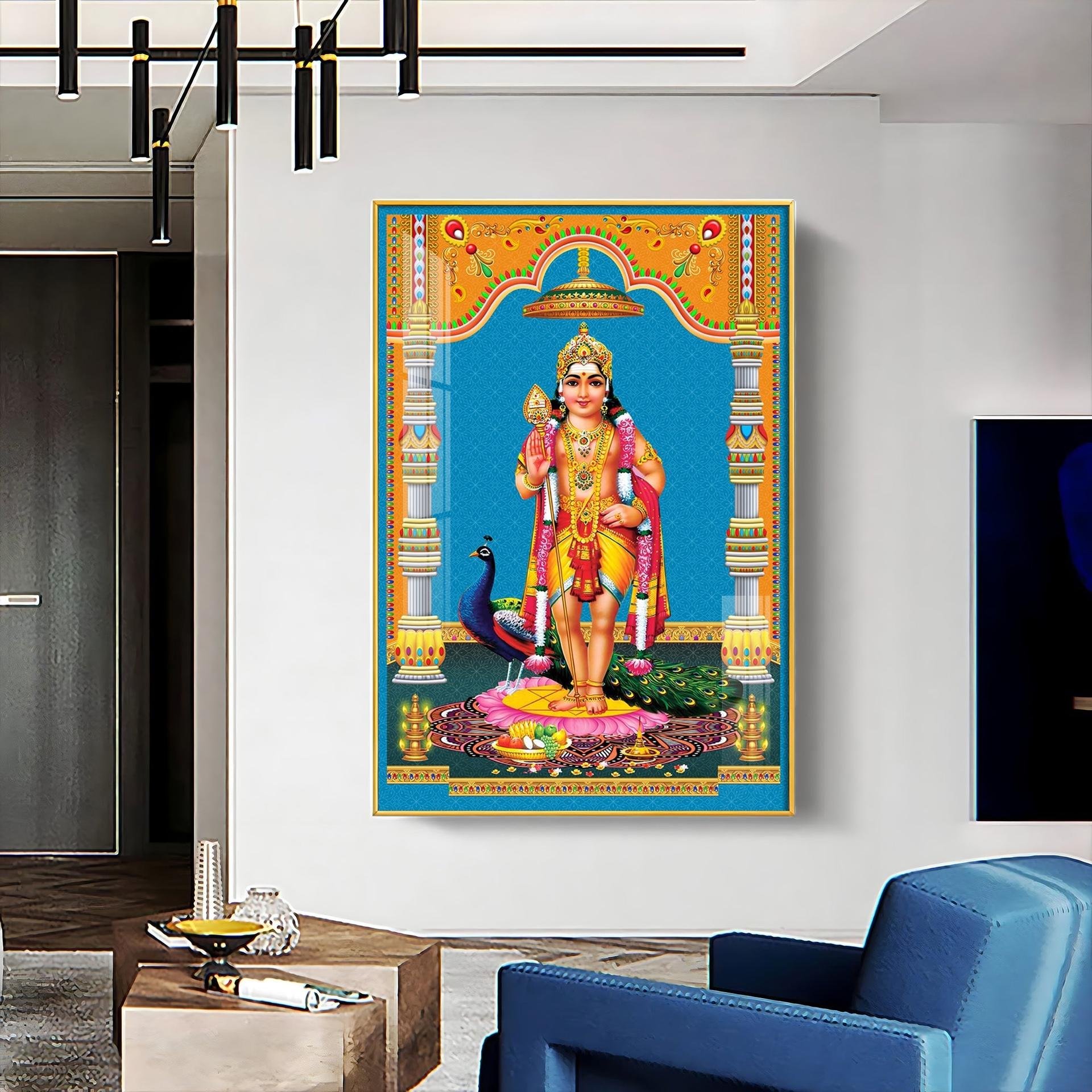 God Murugan Kartikeya Premium Acrylic Vertical Wall Art - Image 3