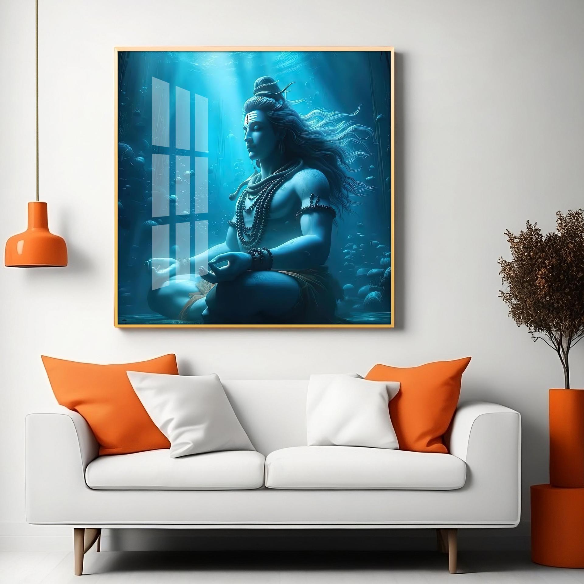 Meditating Shiva Premium Acrylic Square Wall Art - Image 5