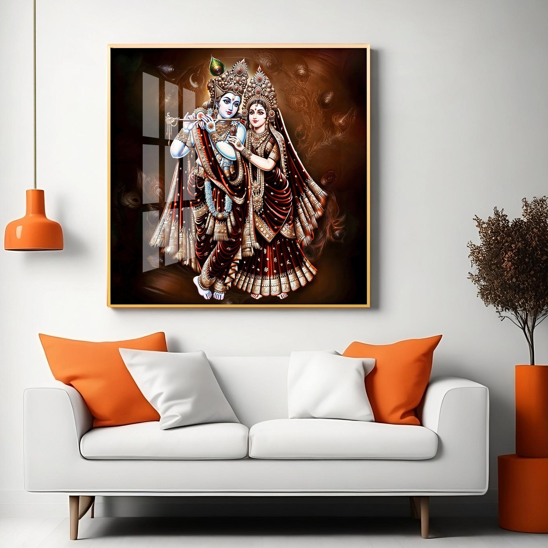 Beautiful Radha Krishna Premium Acrylic Square Wall Art - Image 5