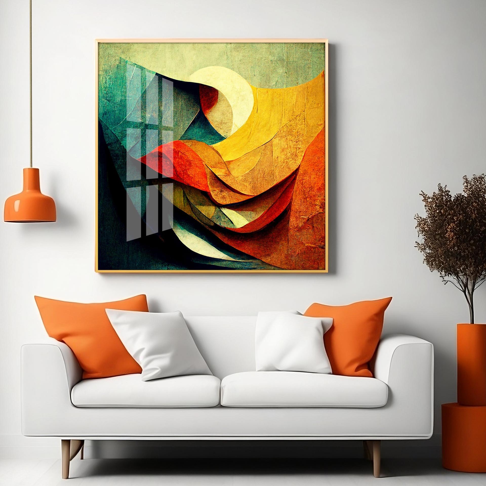 Abstract Contemporary Modern Watercolor Art Premium Acrylic Square Wall Art - Image 7