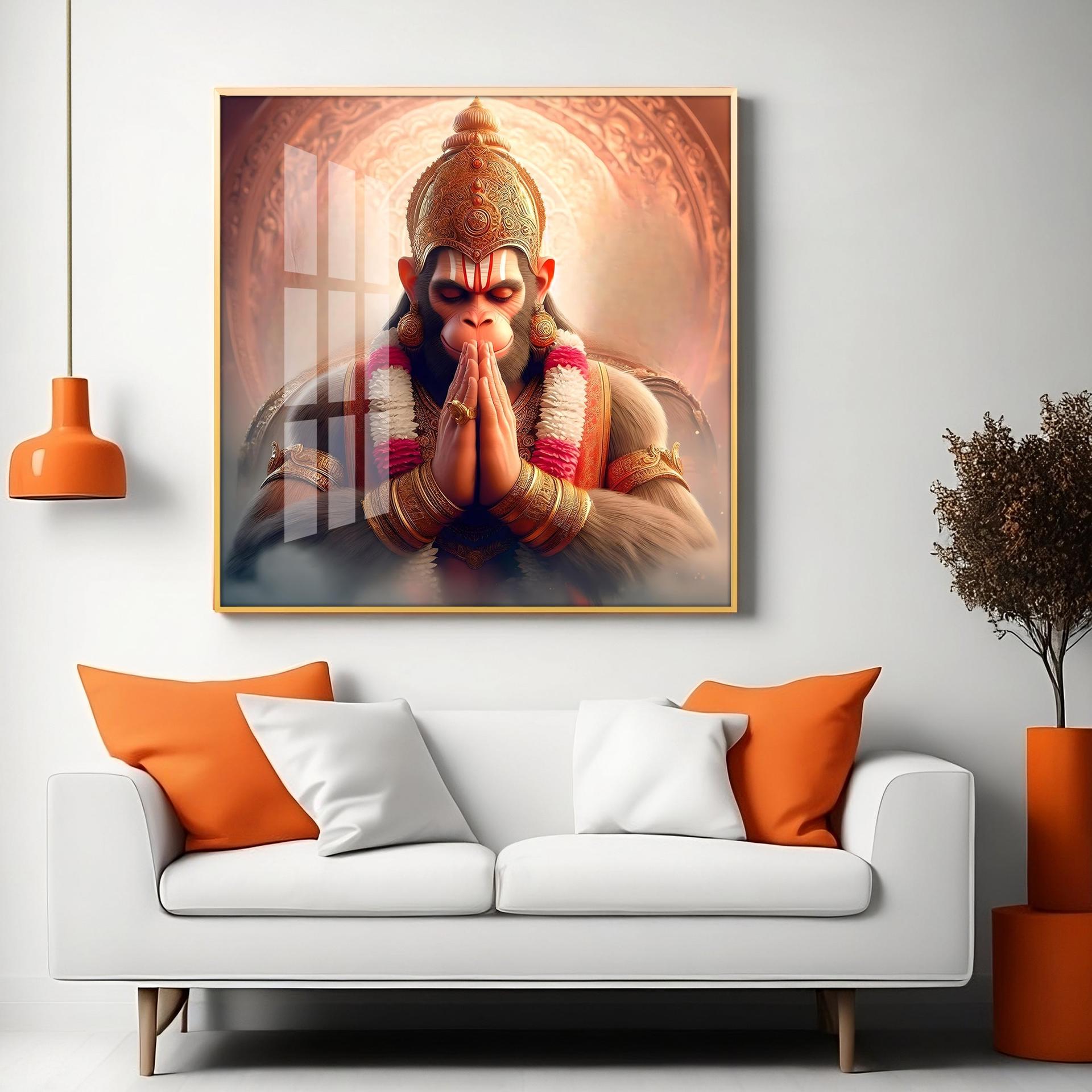 Powerful Hanuman Ji Premium Acrylic Square Wall Art - Image 13