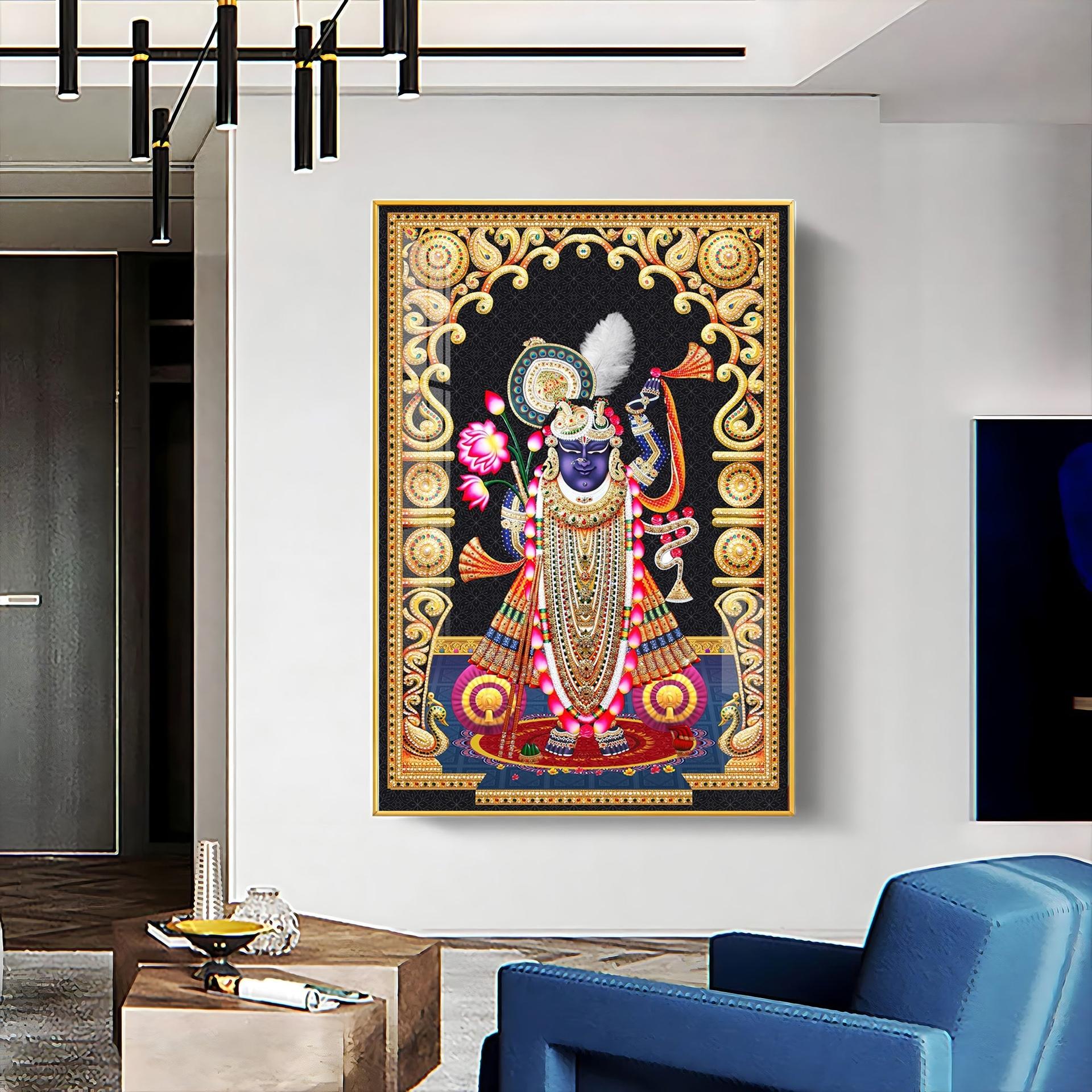 Celestial Krishna Premium Acrylic Vertical Wall Art - Image 6