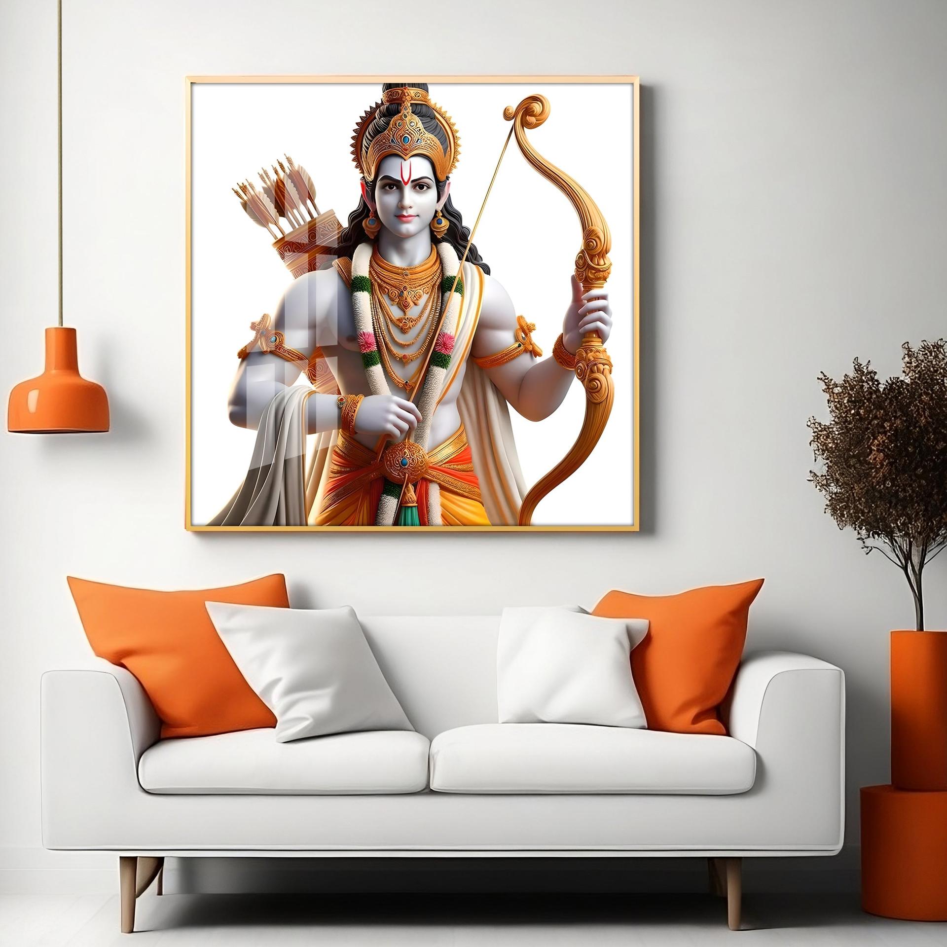 King Of Ayodhya Shree Ram Premium Acrylic Square Wall Art - Image 14