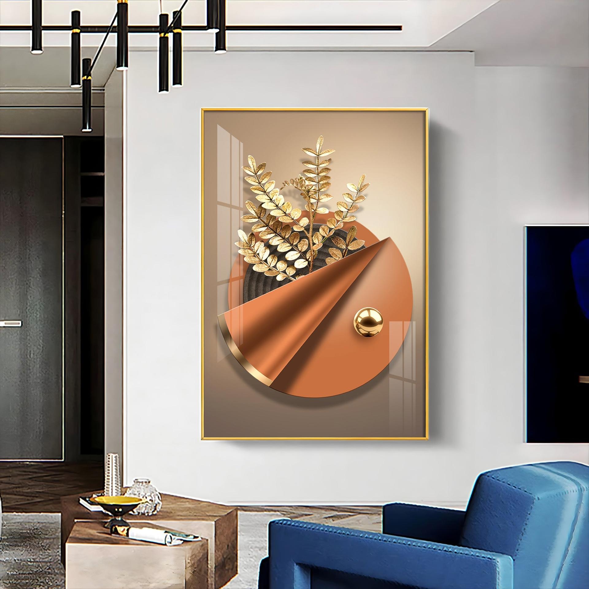 Aura Golden Petals Luxury Crystal Vertical Wall Art - Image 5