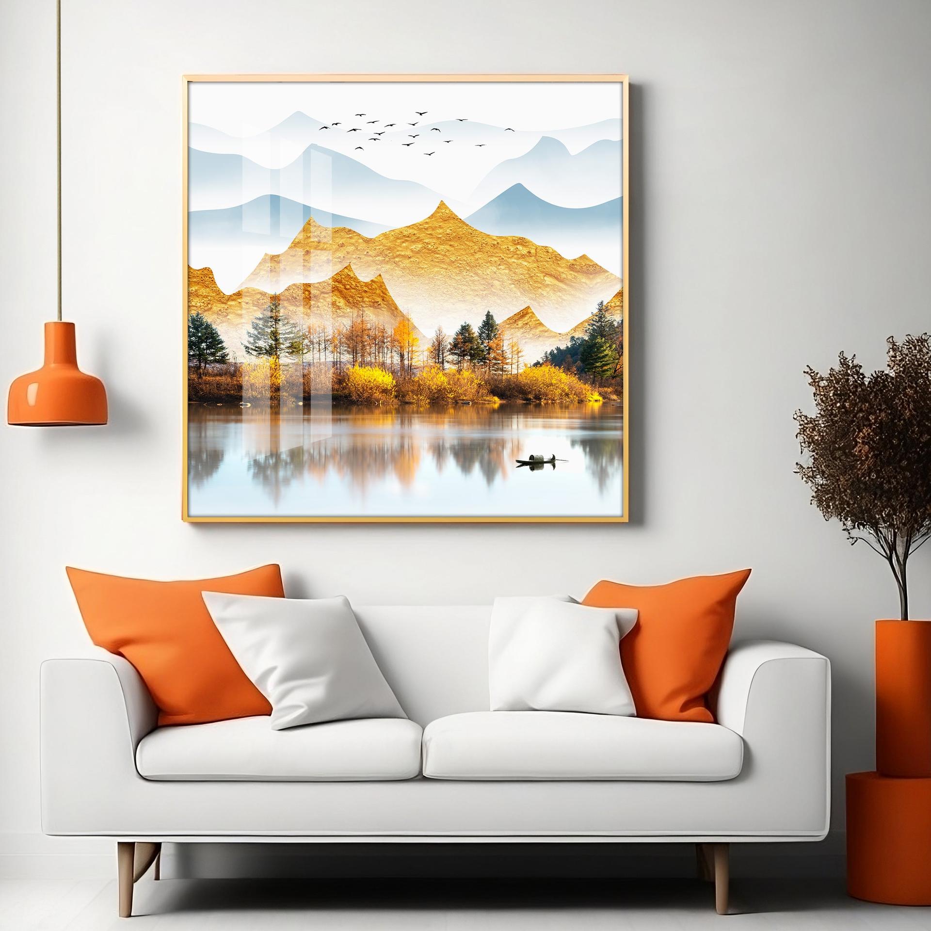 Sun Kissed Mountains Premium Acrylic Square Wall Art - Image 5