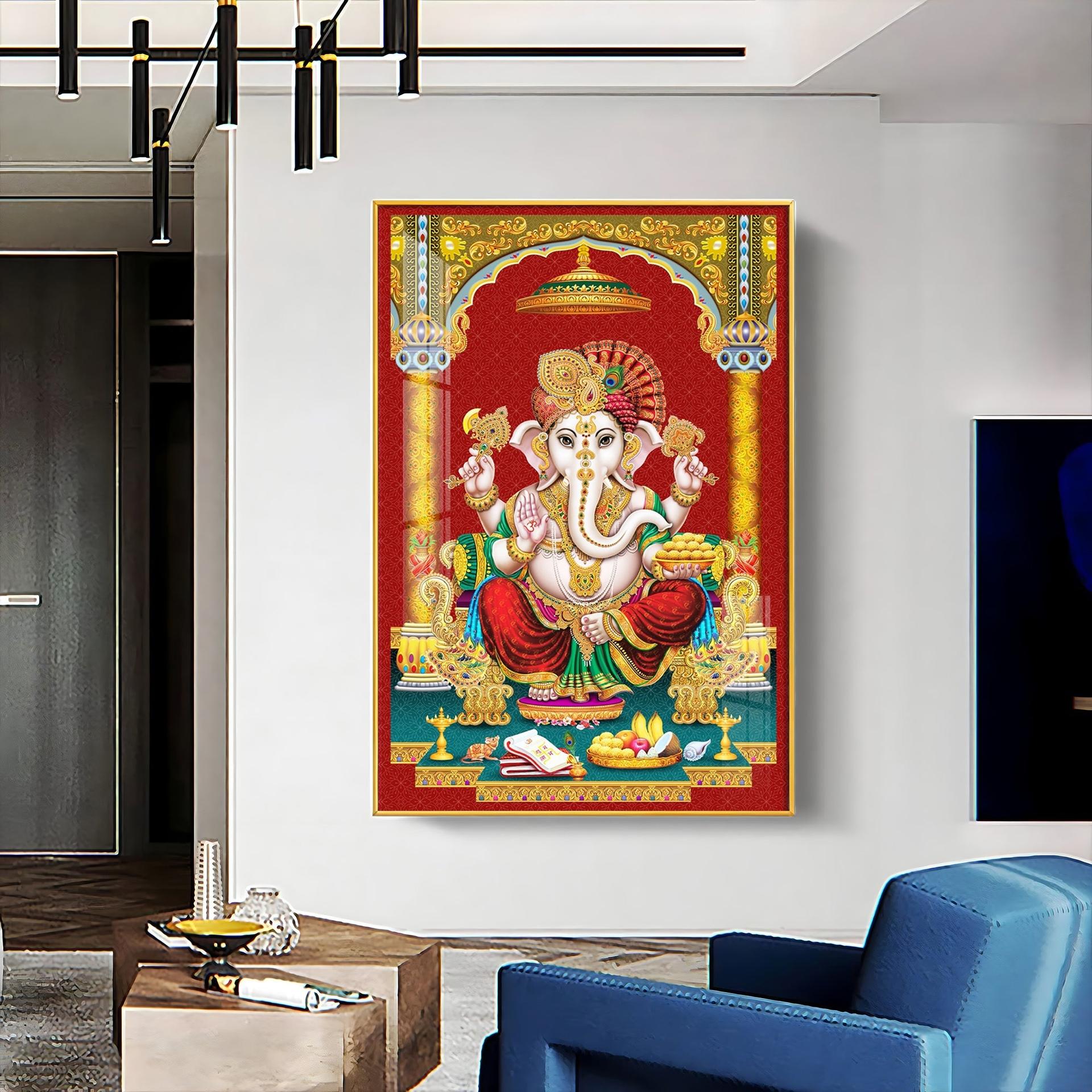 Majestic Lord Ganesha Premium Acrylic Vertical Wall Art - Image 6