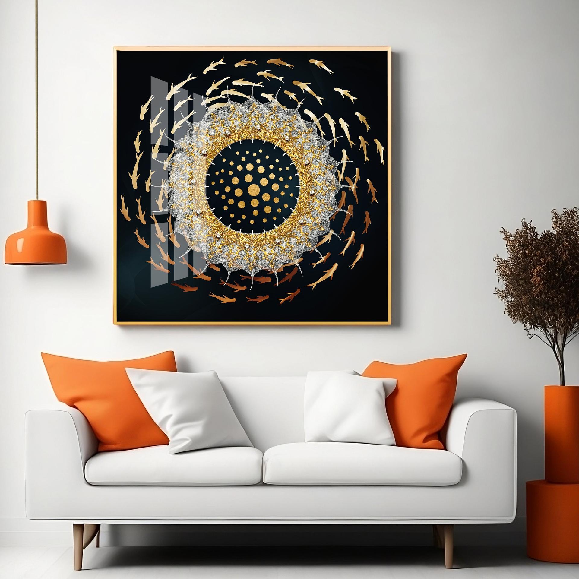 Swirling Fishes Premium Acrylic Square Wall Art - Image 6