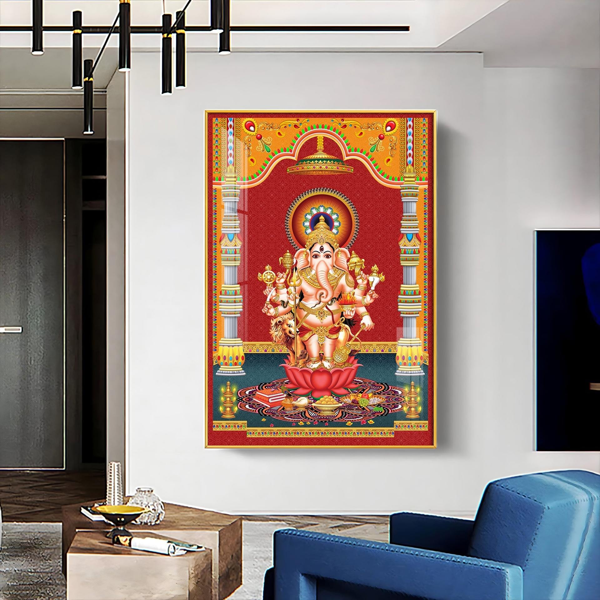 Lord Ganesh Blessings Premium Acrylic Vertical Wall Art - Image 15