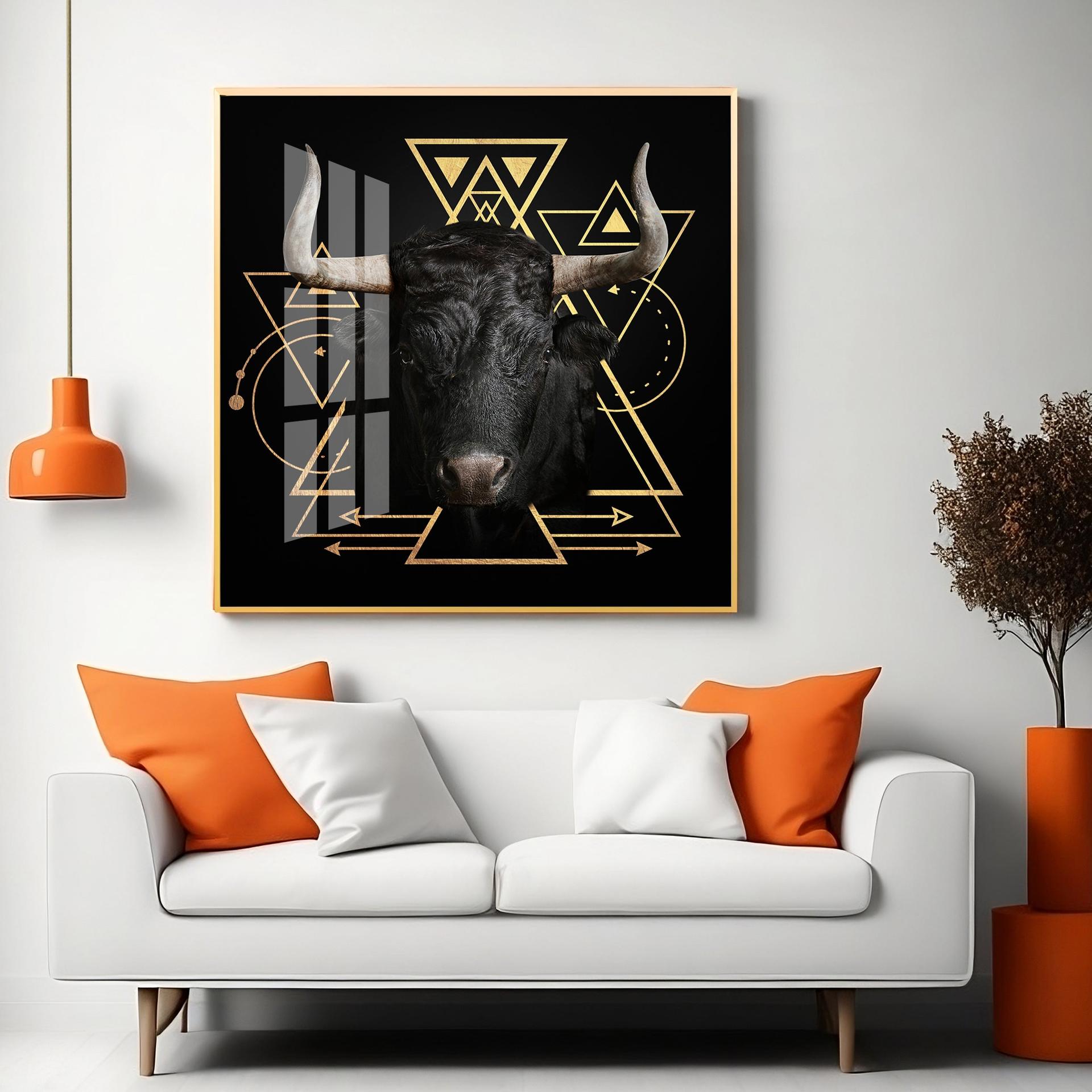 Gold Foil Geometric Figure Yak Premium Acrylic Square Wall Art - Image 13