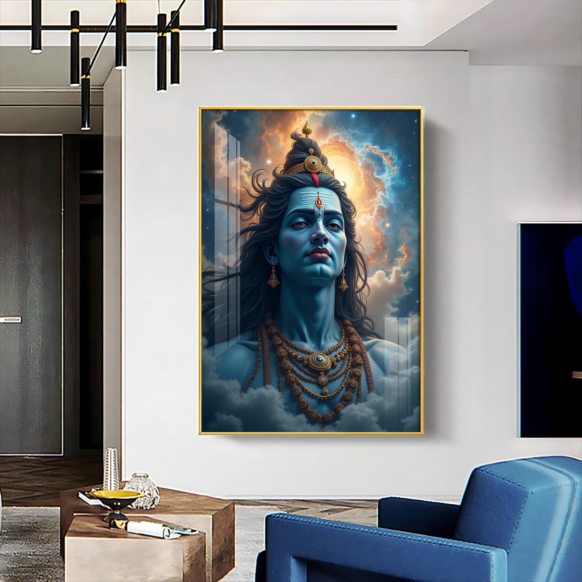Lord Shiva In The Clouds Premium Acrylic Wall Art - Image 6