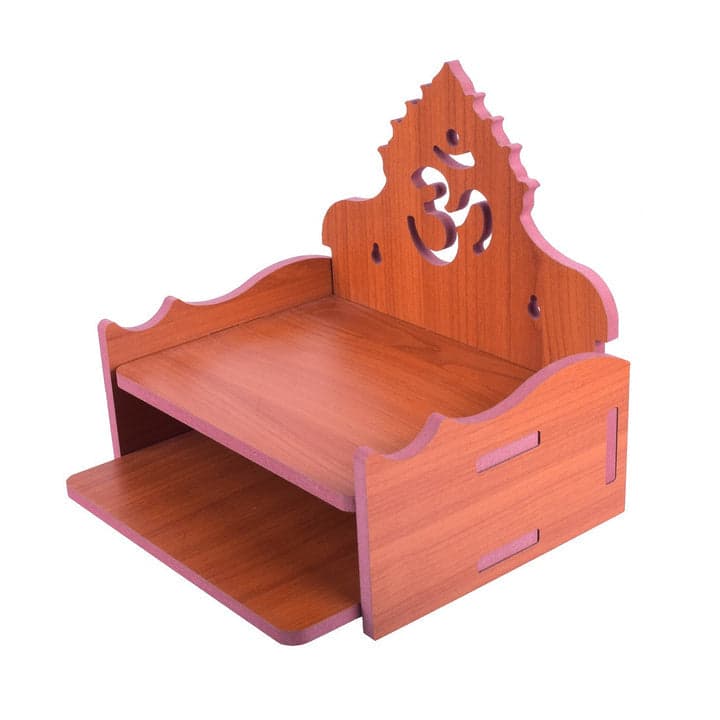 Wooden Small Temple Mandir Pooja Ghar For Home And Office Wall Hanging Beautiful Om Home Temple - Image 4