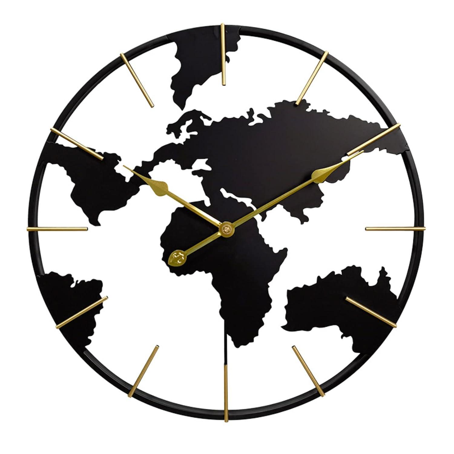 World Map Metal Wall Clock