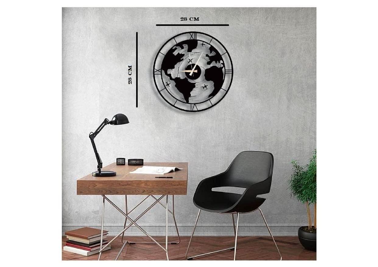 Double Ring World Map Metal Wall Clock - Image 3