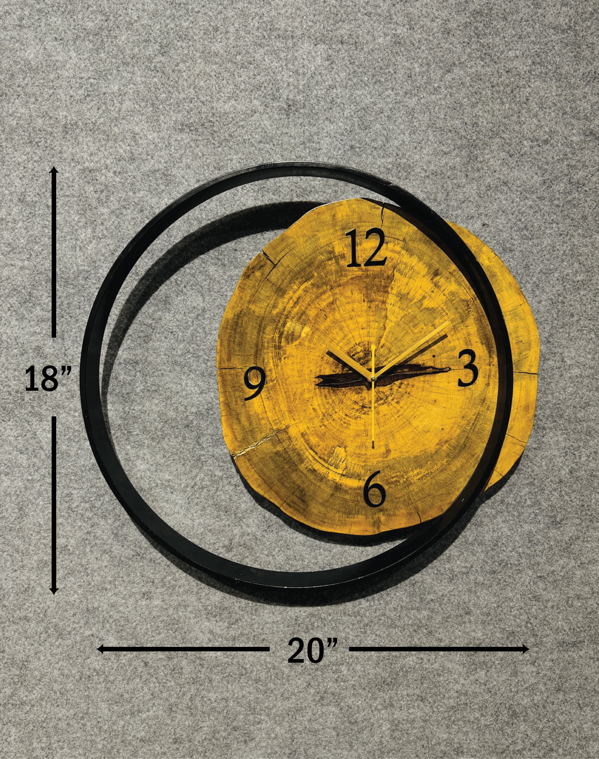 Handmade Natural Wood & Metal Frame Wall Clock - Image 4
