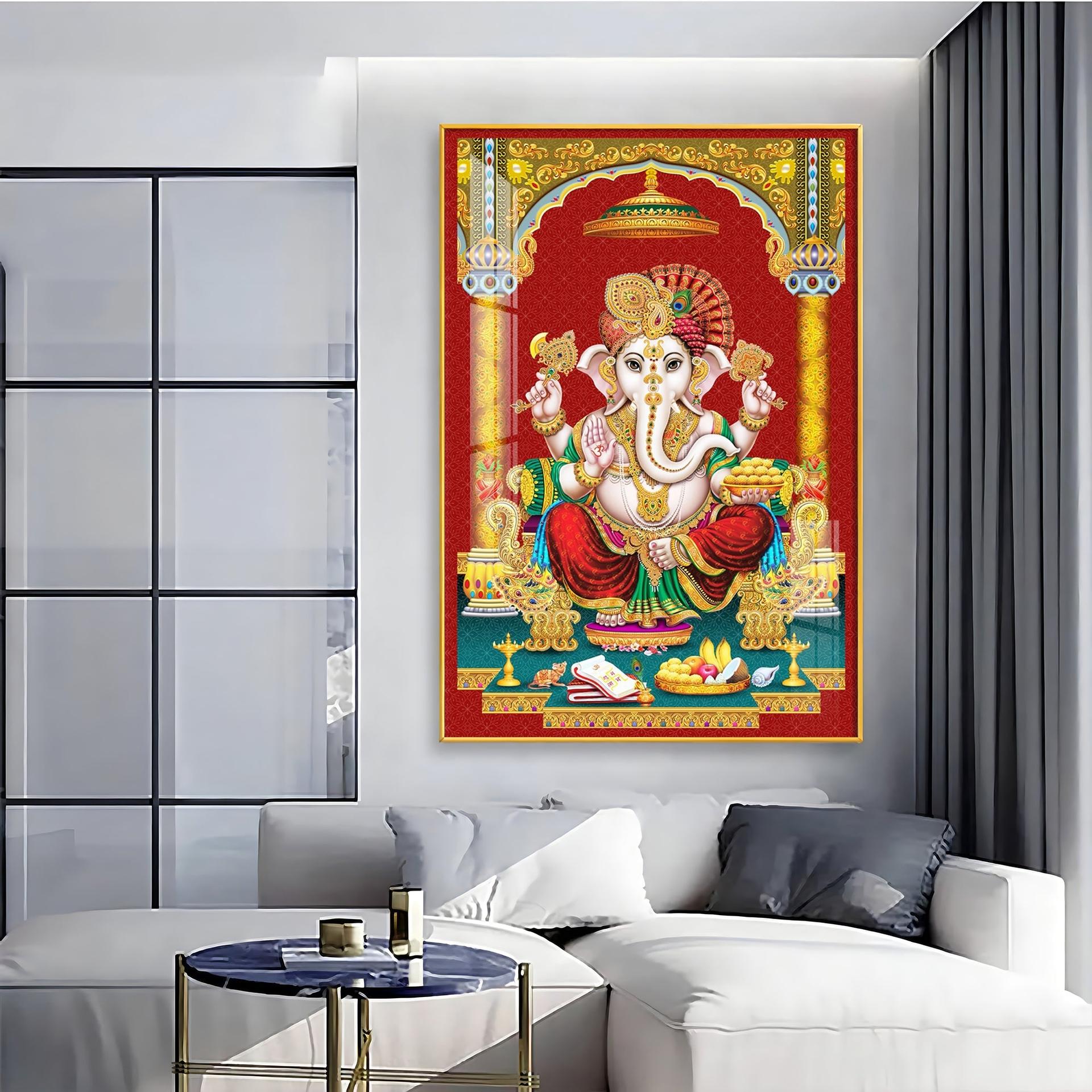 Majestic Lord Ganesha Premium Acrylic Vertical Wall Art - Image 5