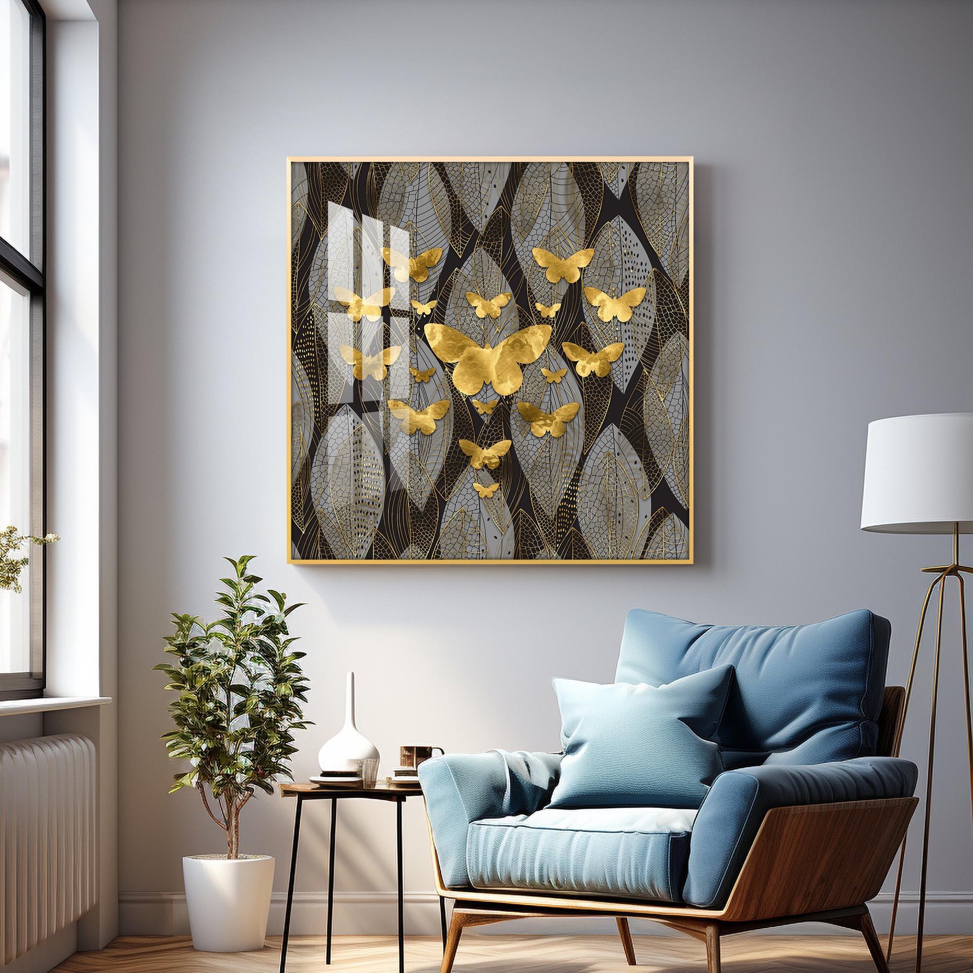 Golden Butterfly Light Luxury Premium Acrylic Square Wall Art - Image 14