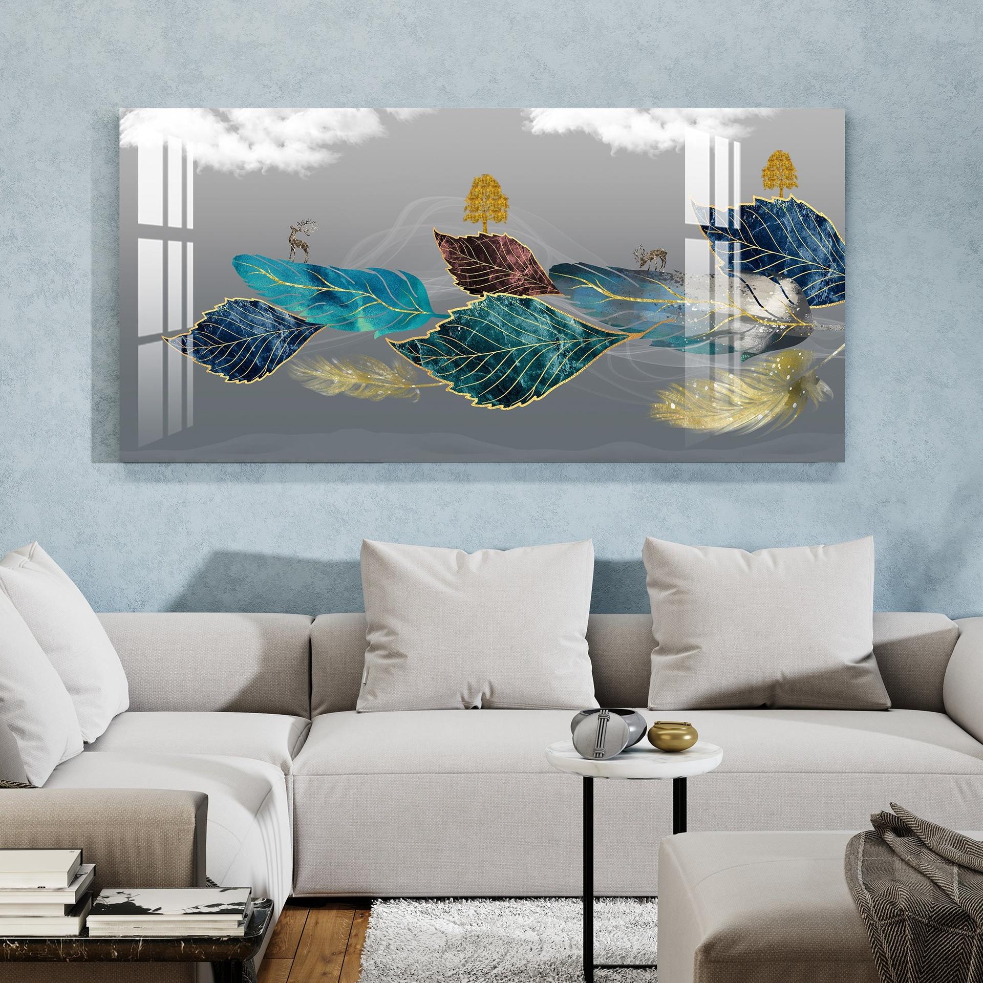 Abstract Colourful Leaves Acrylic Wall Art - Image 10