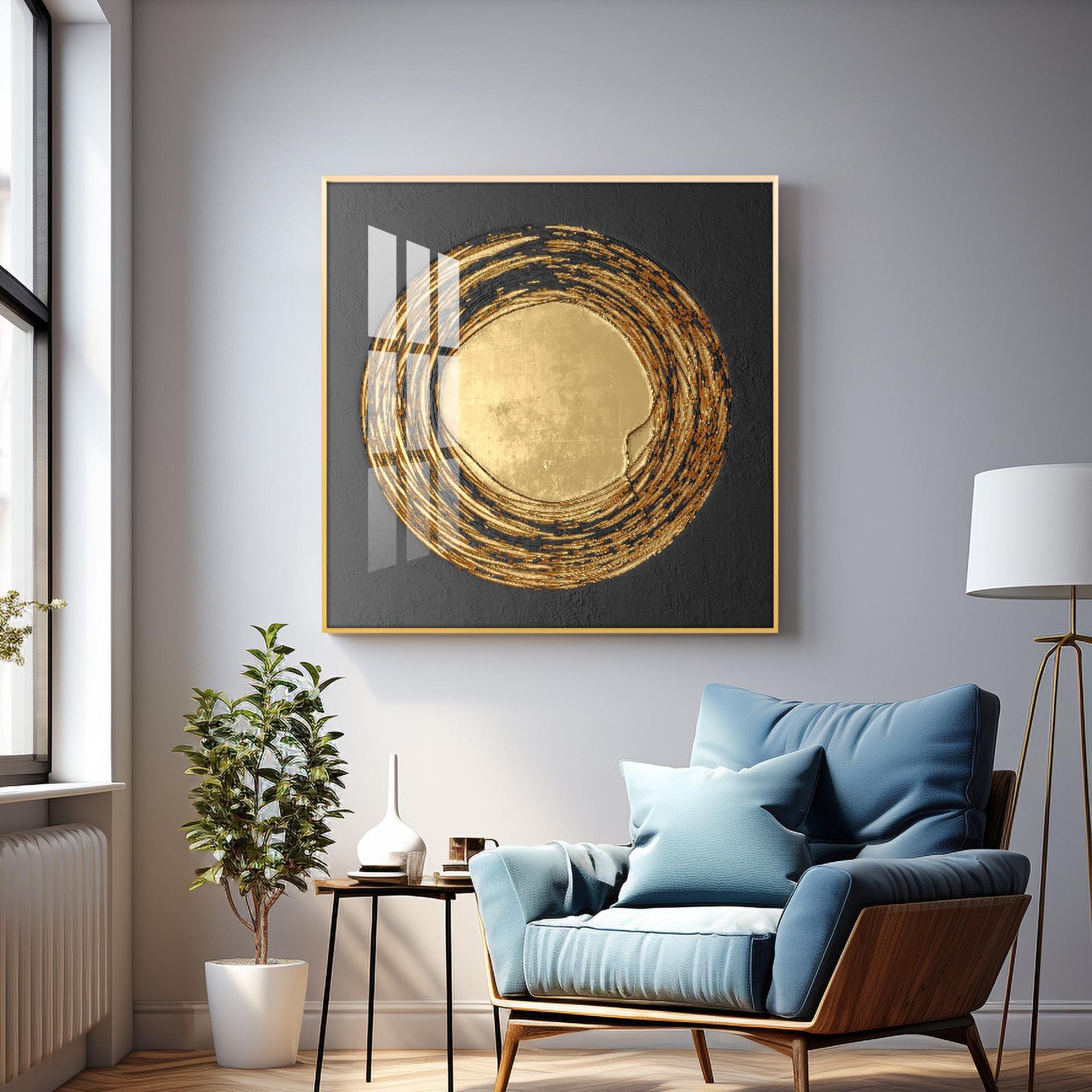 Retro Golden Circle Premium Acrylic Square Wall Art - Image 6