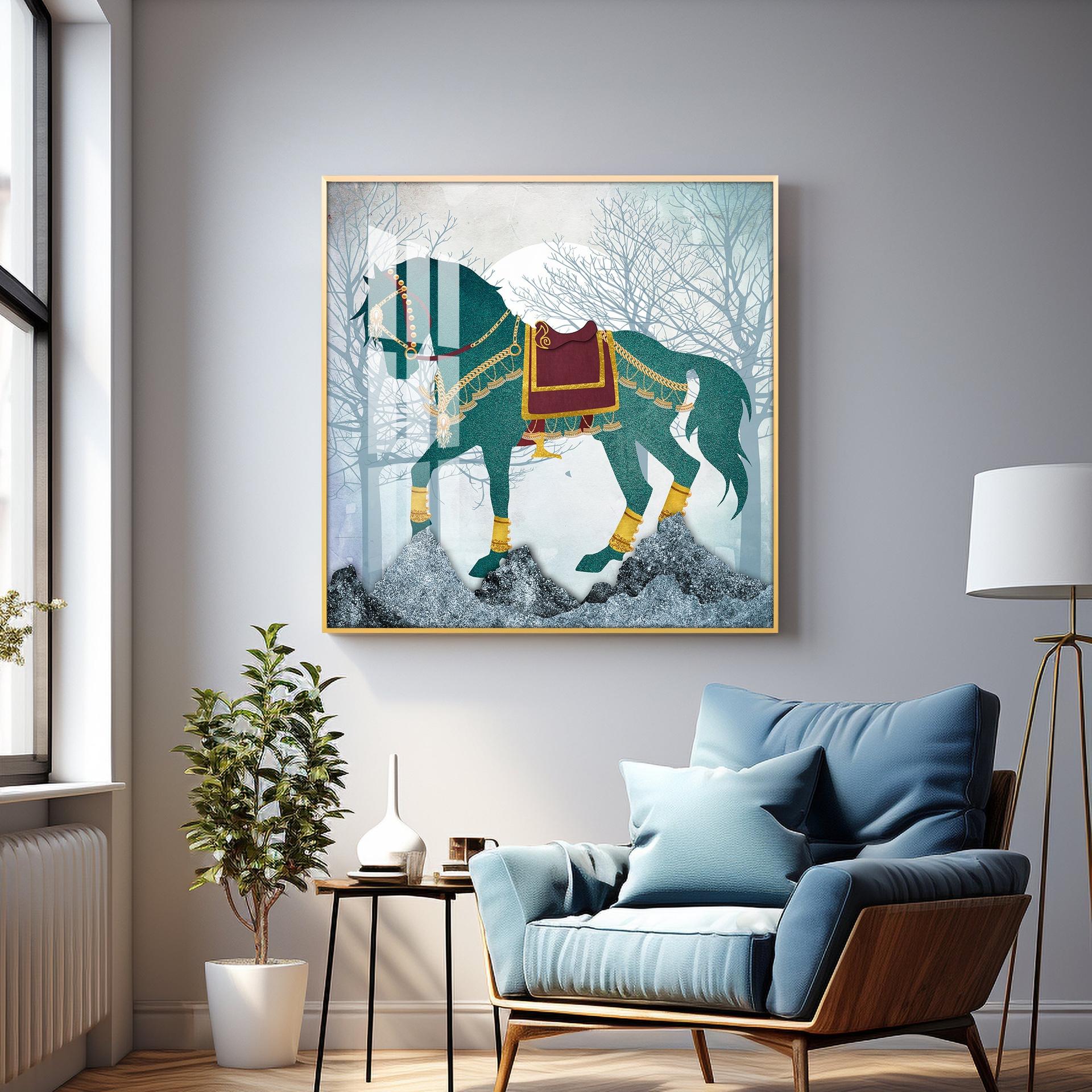 European Abstract Three-Dimensional Horse Premium Acrylic Square Wall Art - Image 6