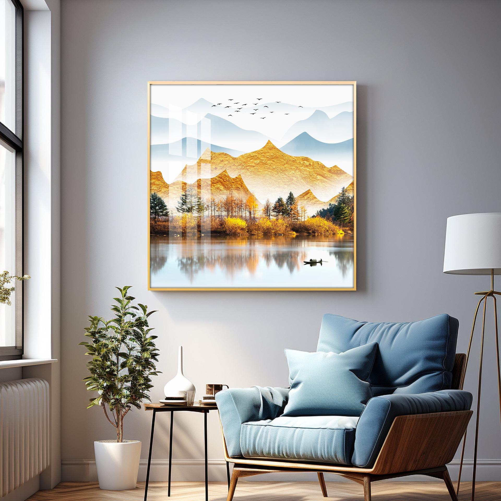 Sun Kissed Mountains Premium Acrylic Square Wall Art - Image 13