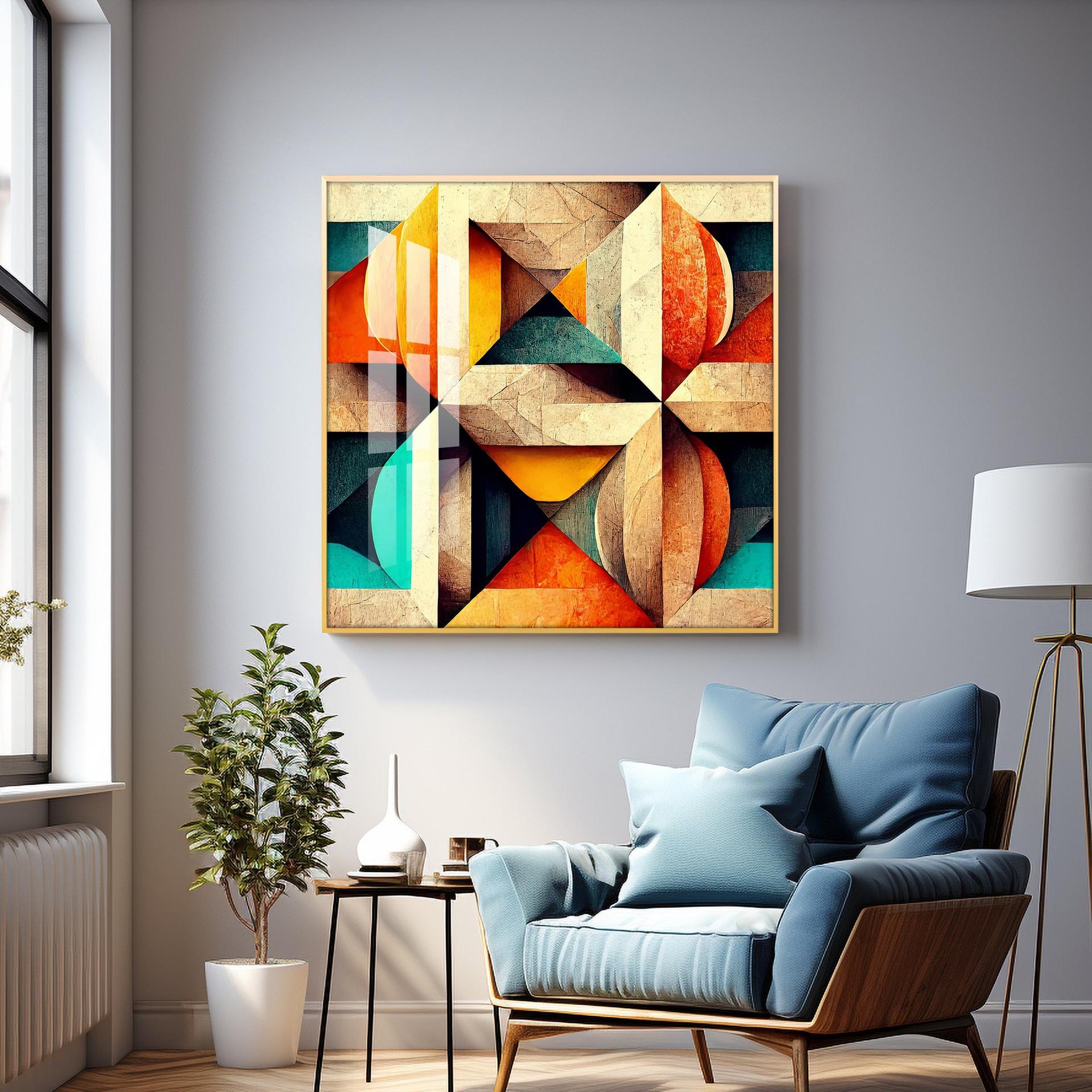 Seamless Pattern Shapes Premium Acrylic Square Wall Art - Image 8