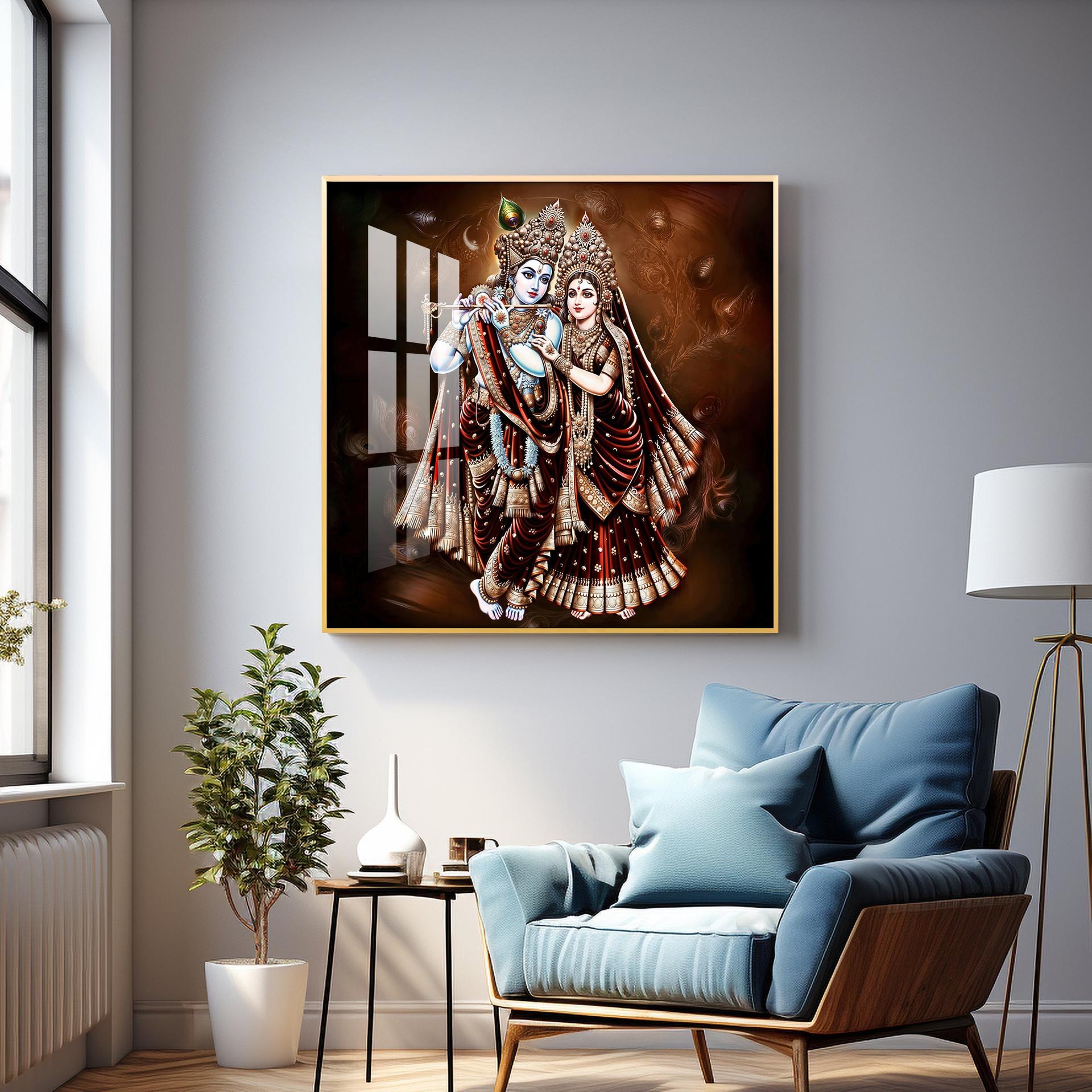 Beautiful Radha Krishna Premium Acrylic Square Wall Art - Image 6