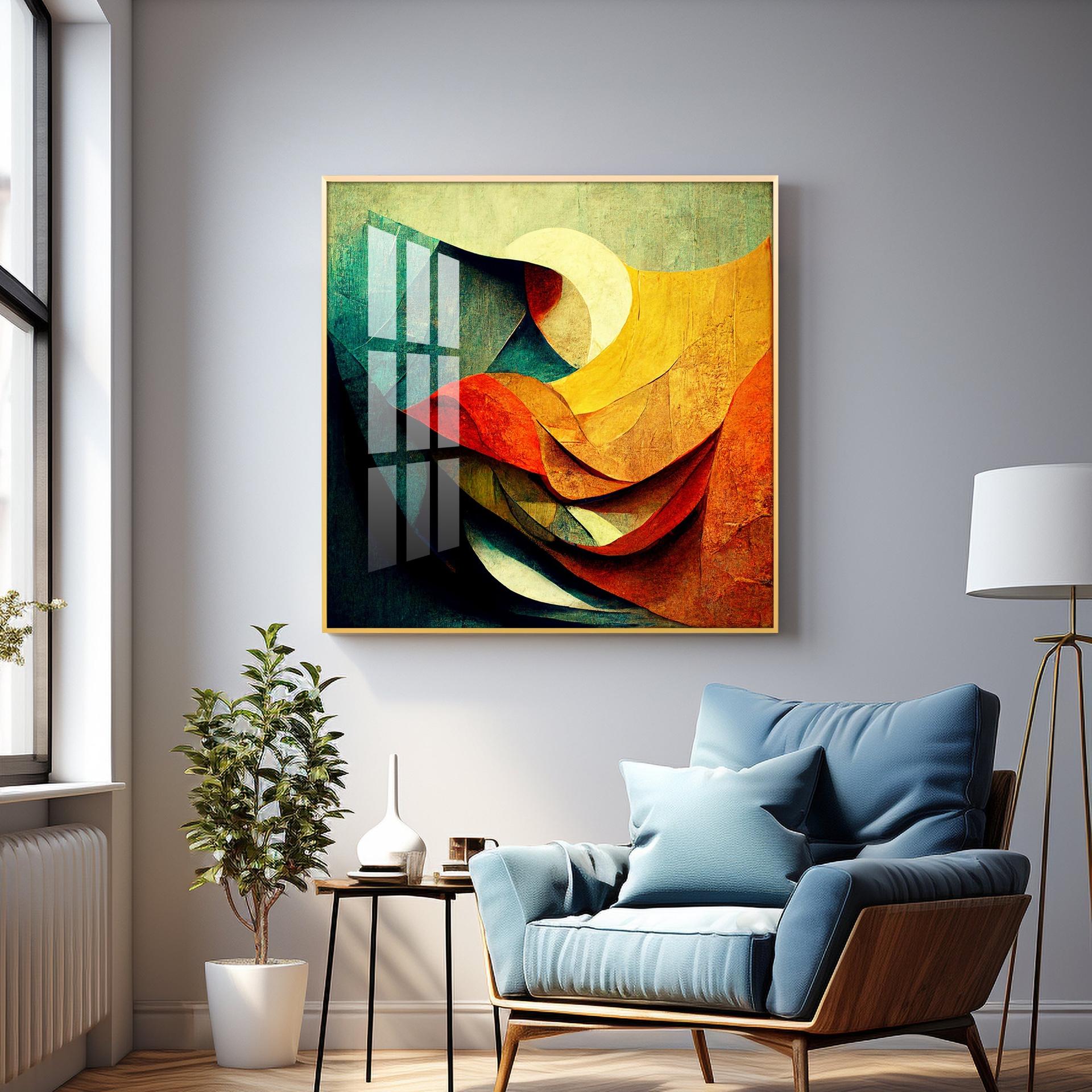 Abstract Contemporary Modern Watercolor Art Premium Acrylic Square Wall Art - Image 8