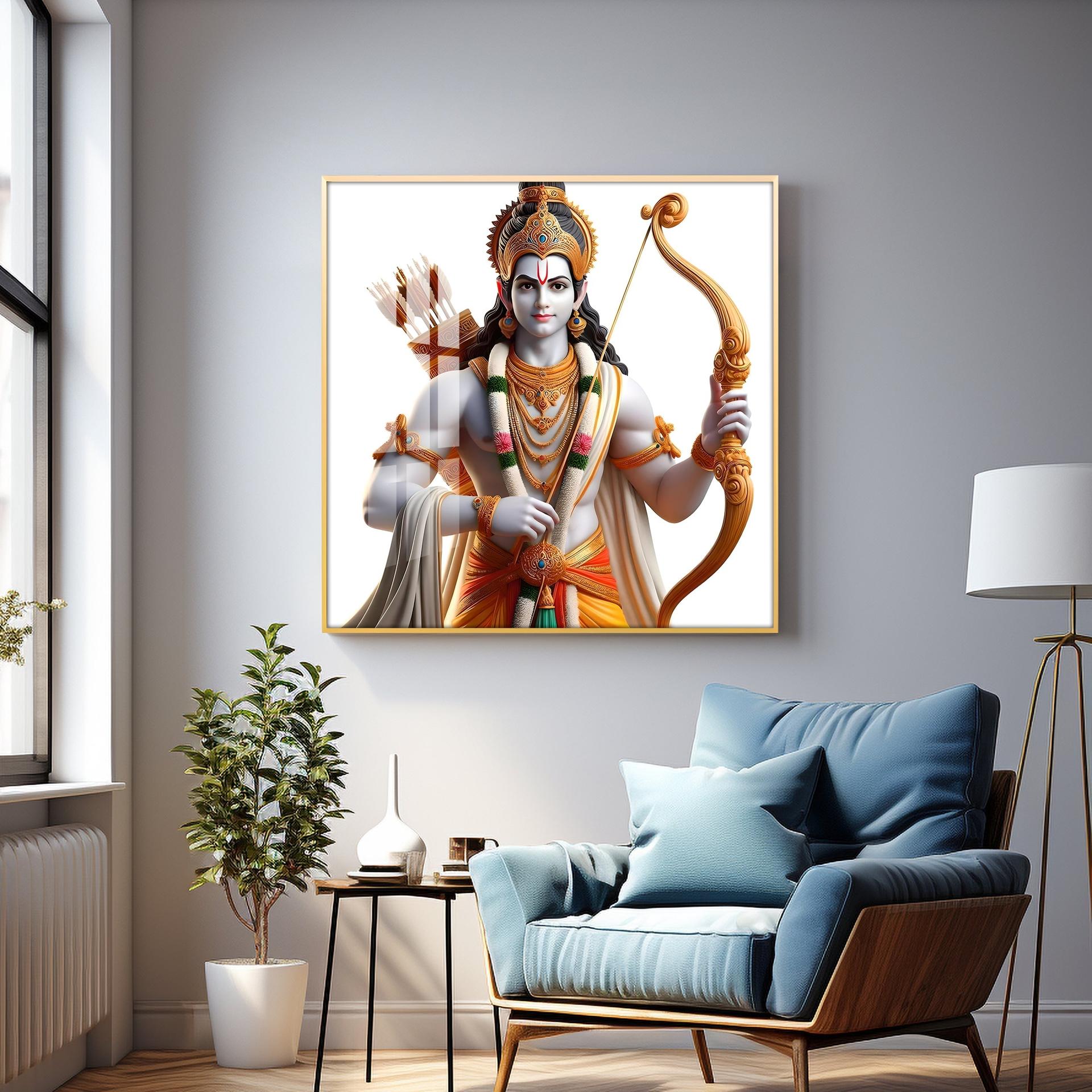 King Of Ayodhya Shree Ram Premium Acrylic Square Wall Art - Image 6
