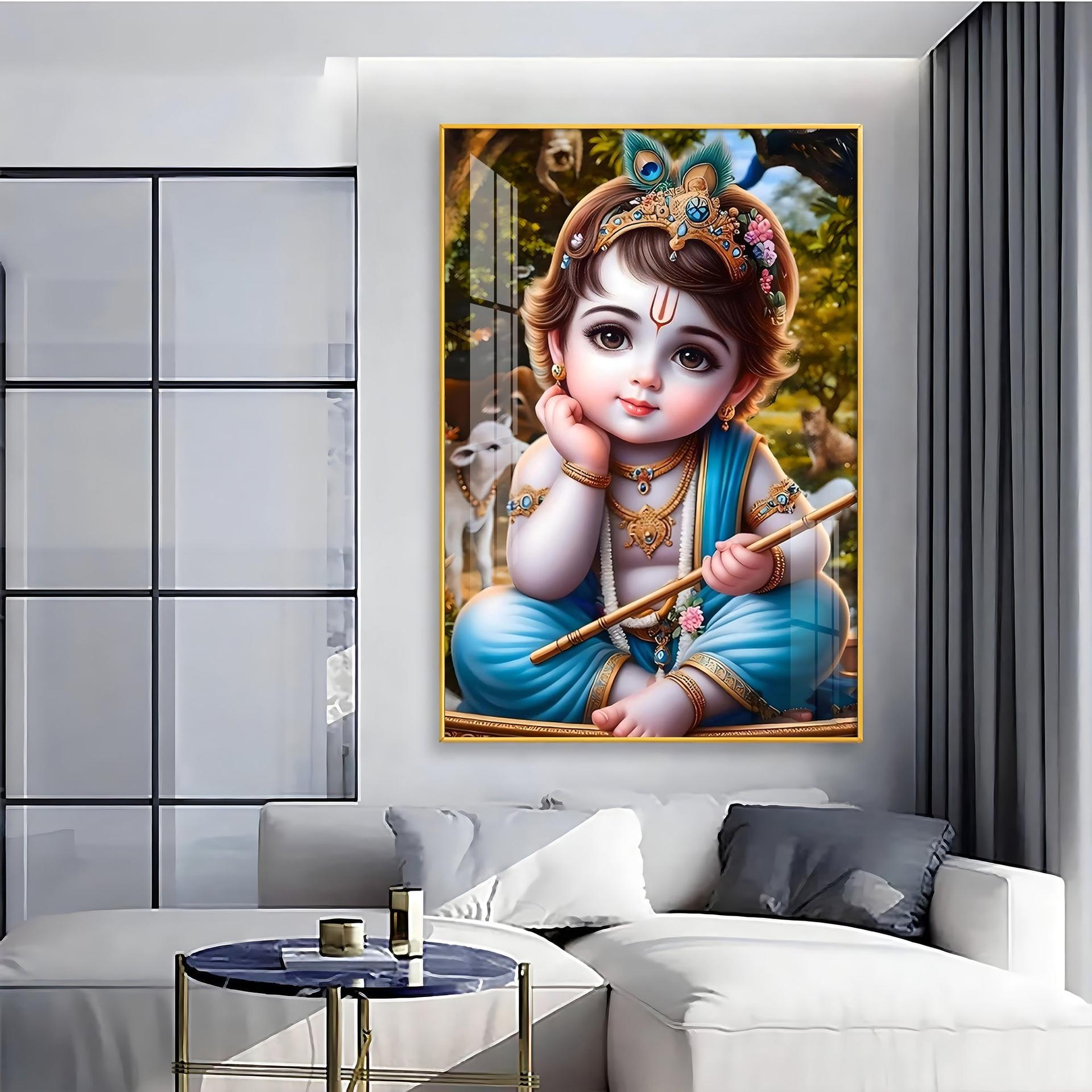 Little Krishna Reverberations Premium Vertical Acrylic Wall Art - Image 6