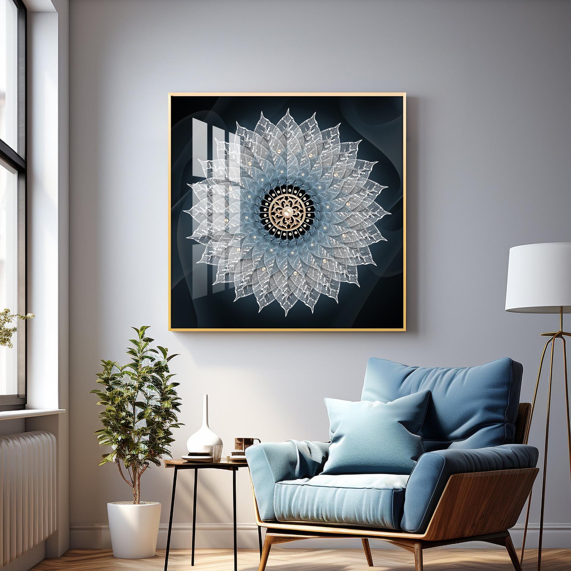 Crystal Flower Mandala Premium Acrylic Square Wall Art - Image 5