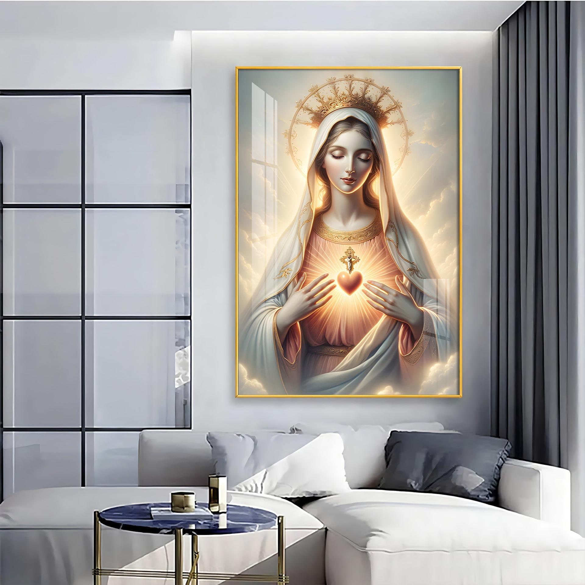 Divine Embrace Of Mary Premium Acrylic Vertical Wall Art - Image 4