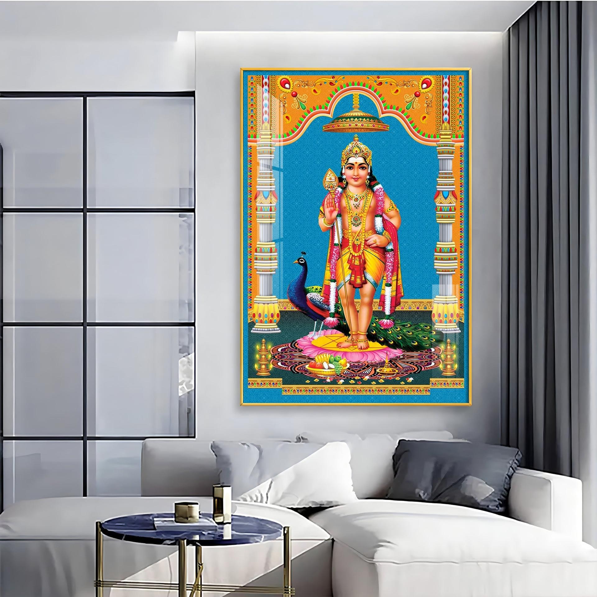 God Murugan Kartikeya Premium Acrylic Vertical Wall Art - Image 4