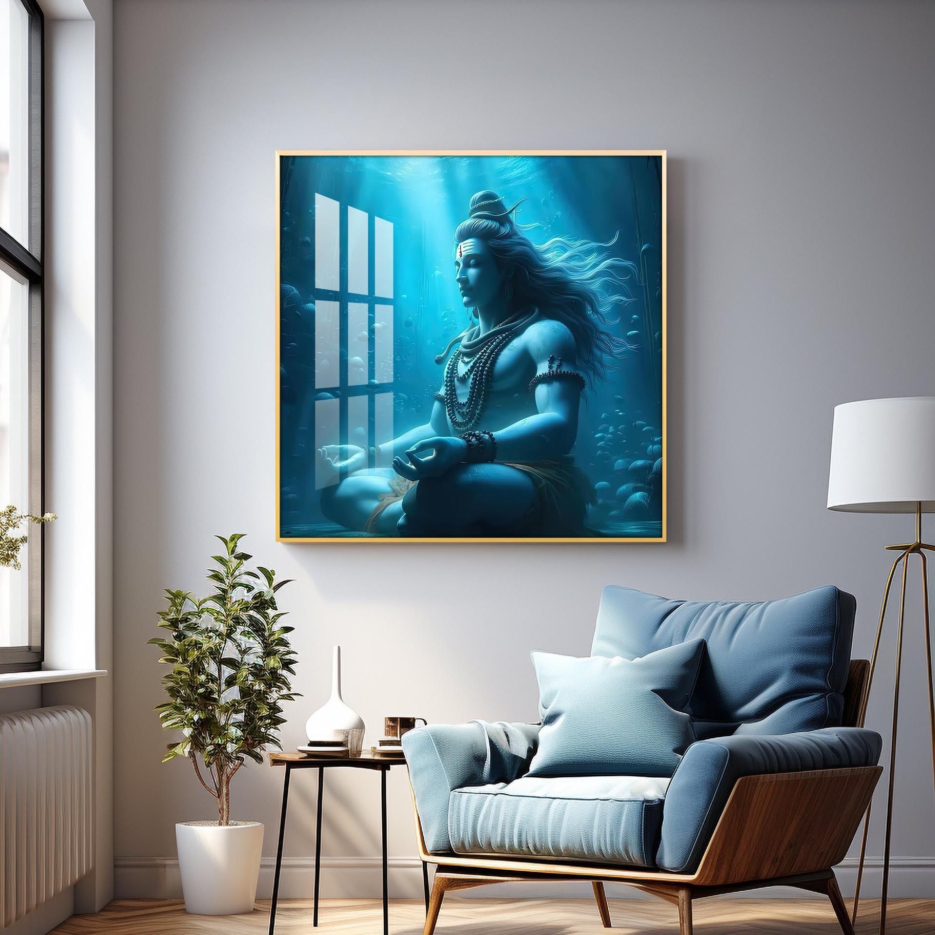 Meditating Shiva Premium Acrylic Square Wall Art - Image 13