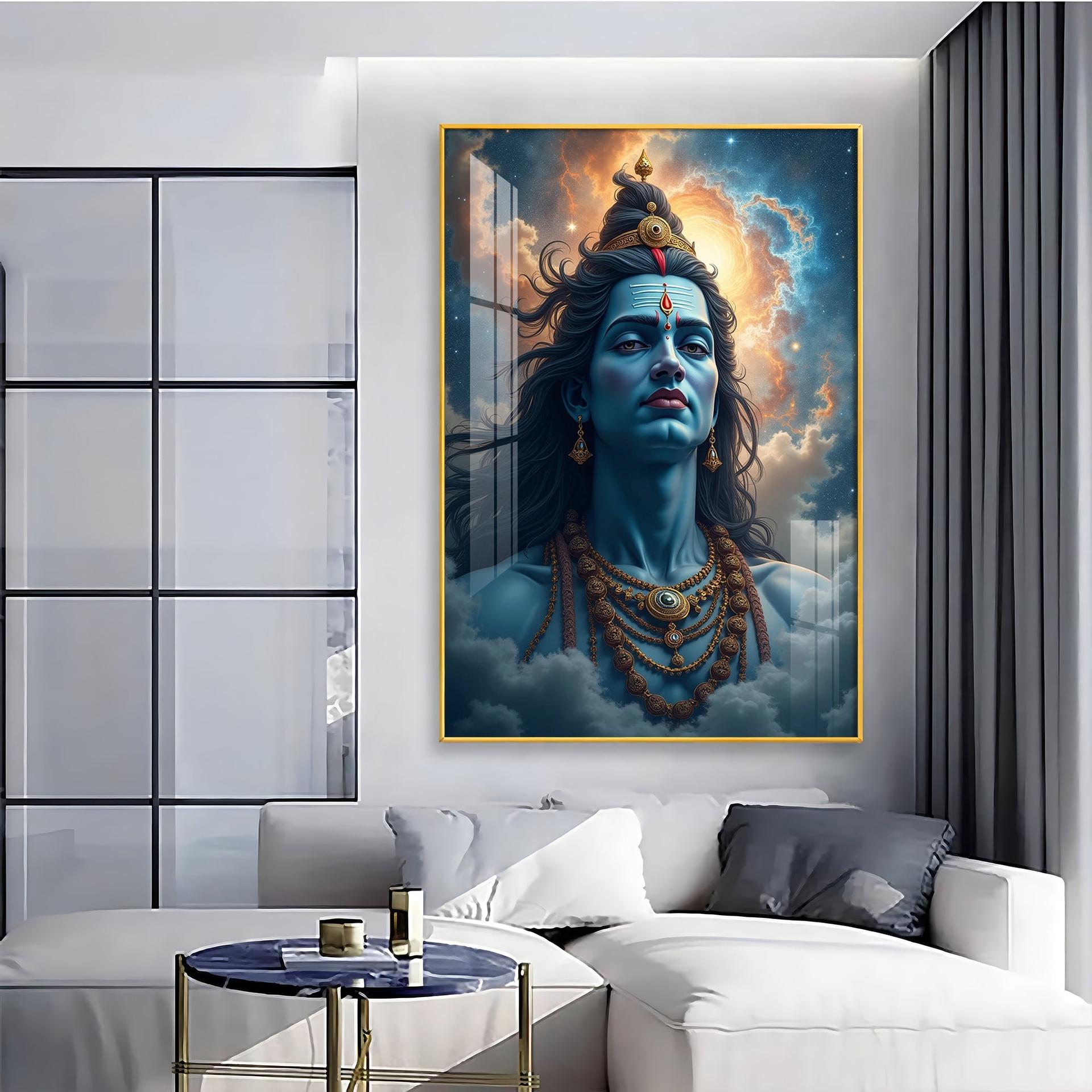 Lord Shiva In The Clouds Premium Acrylic Wall Art - Image 7
