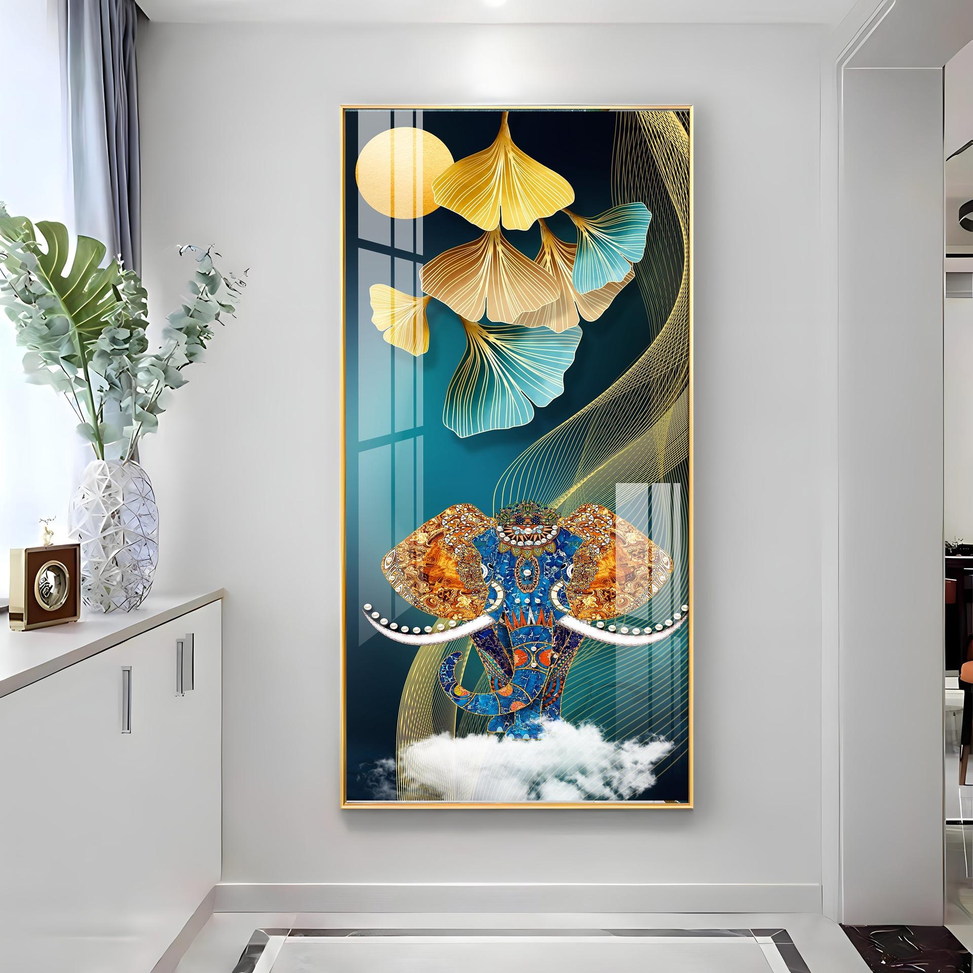 Jeweled Elephant Luxury Crystal Vertical Wall Art - Image 2