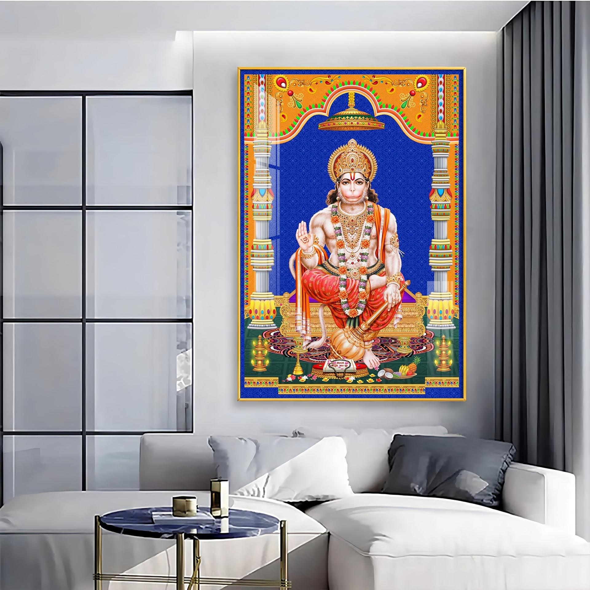 Divine Lord Hanuman Premium Acrylic Vertical Wall Art - Image 4