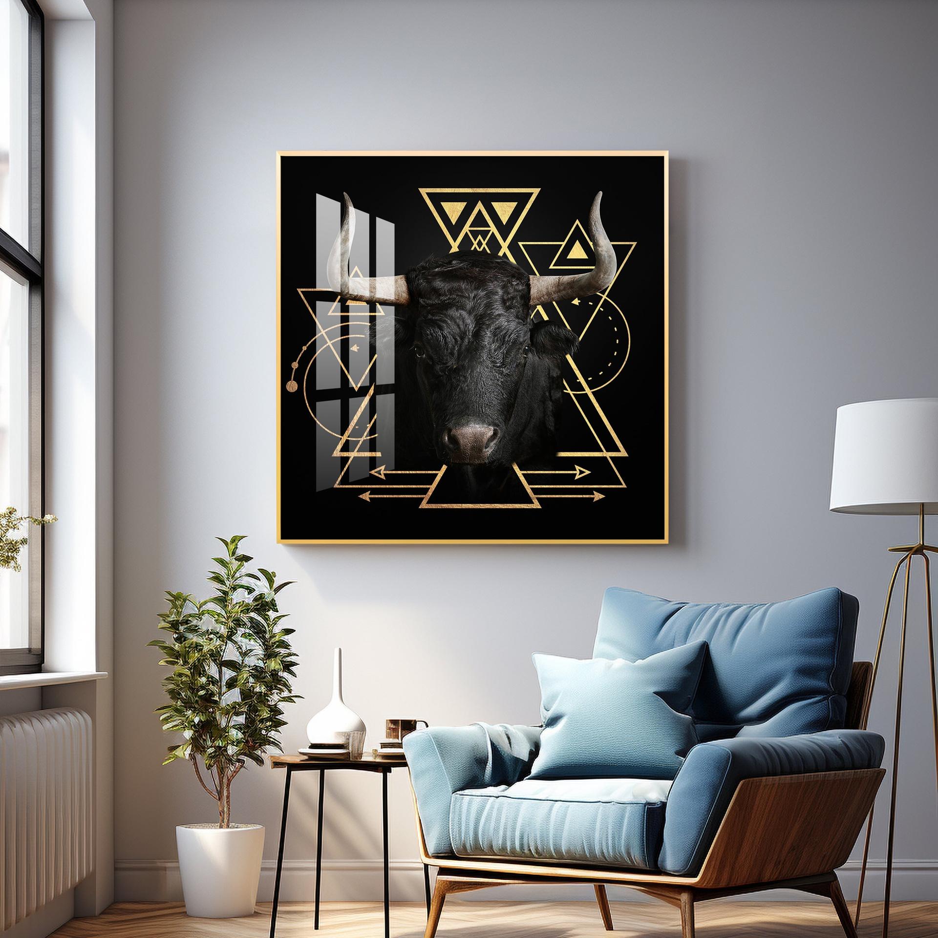 Gold Foil Geometric Figure Yak Premium Acrylic Square Wall Art - Image 6