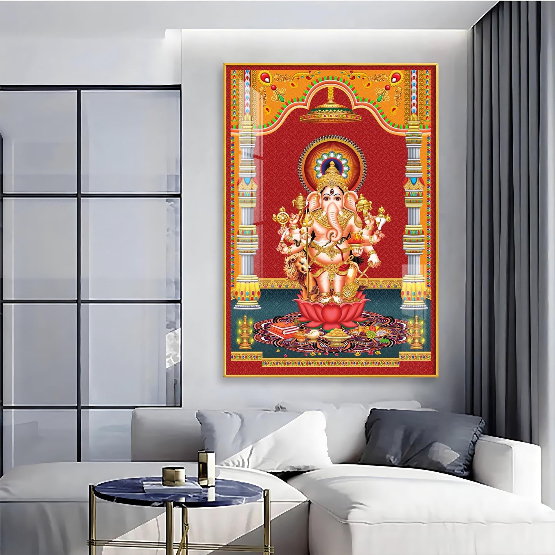 Lord Ganesh Blessings Premium Acrylic Vertical Wall Art - Image 4