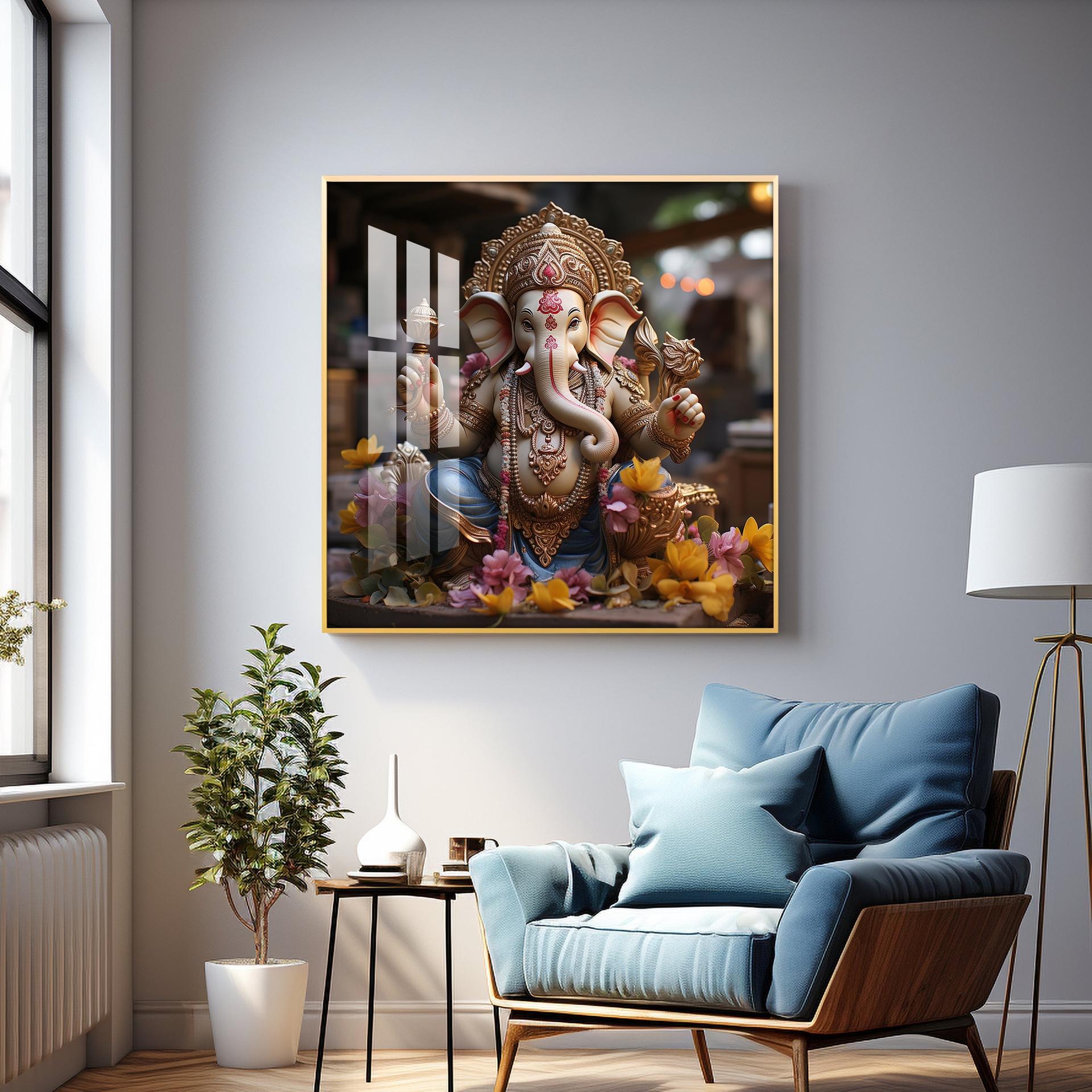 Karya Siddh Ganesh Premium Acrylic Square Wall Art - Image 6