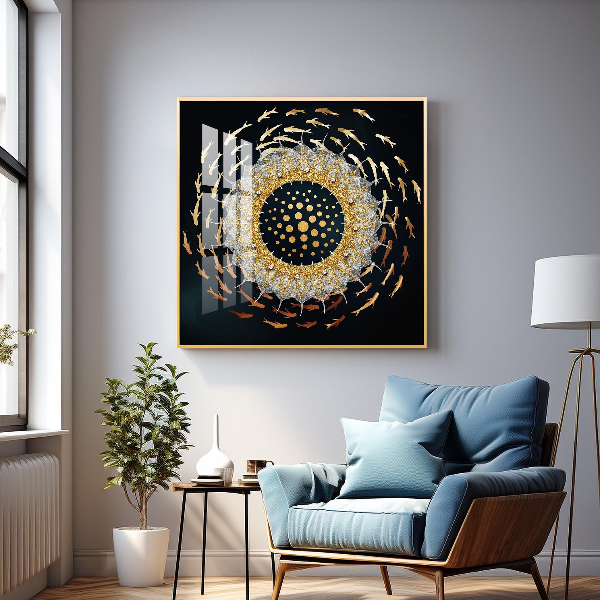 Swirling Fishes Premium Acrylic Square Wall Art - Image 14