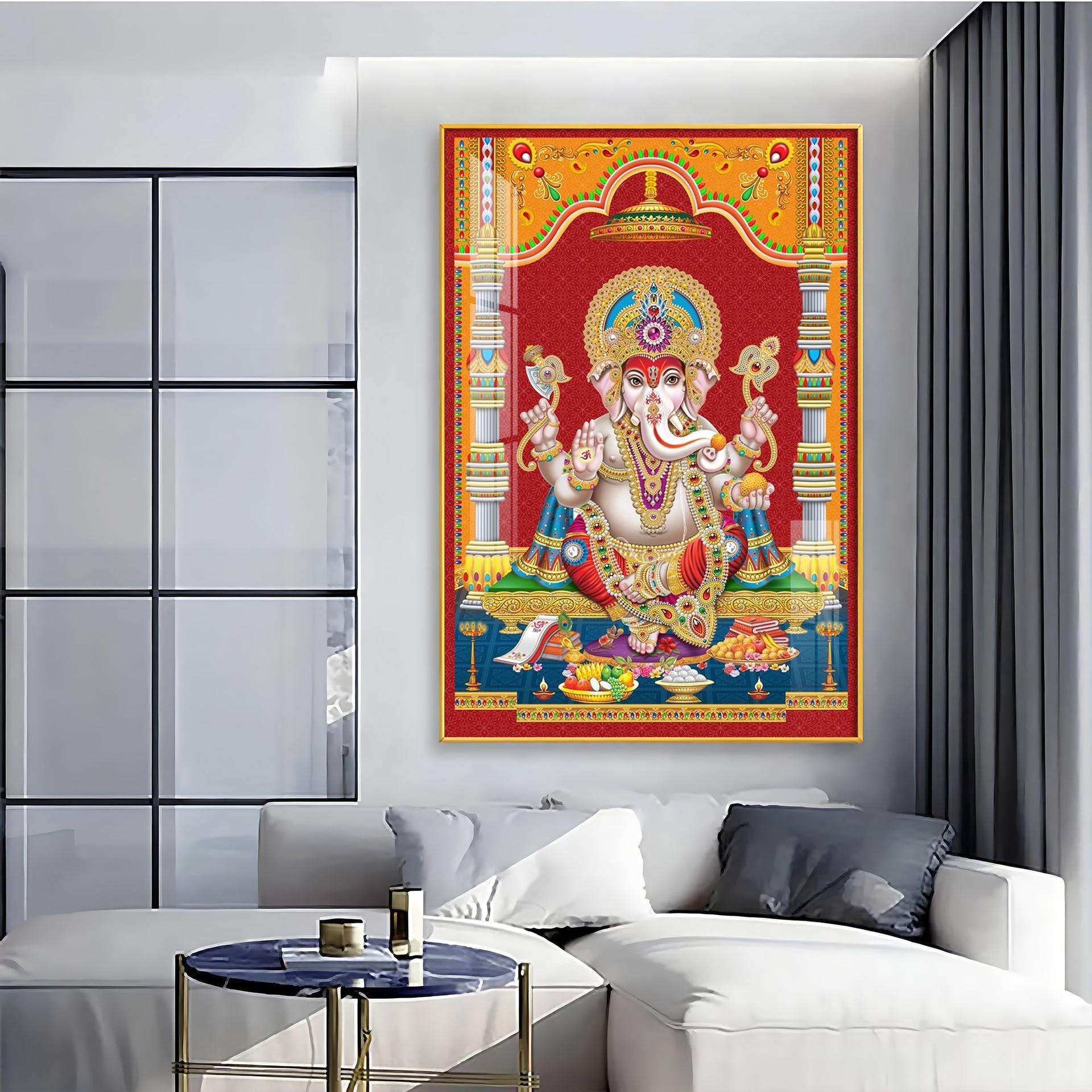 Divine Ganesha Premium Acrylic Vertical Wall Art - Image 3